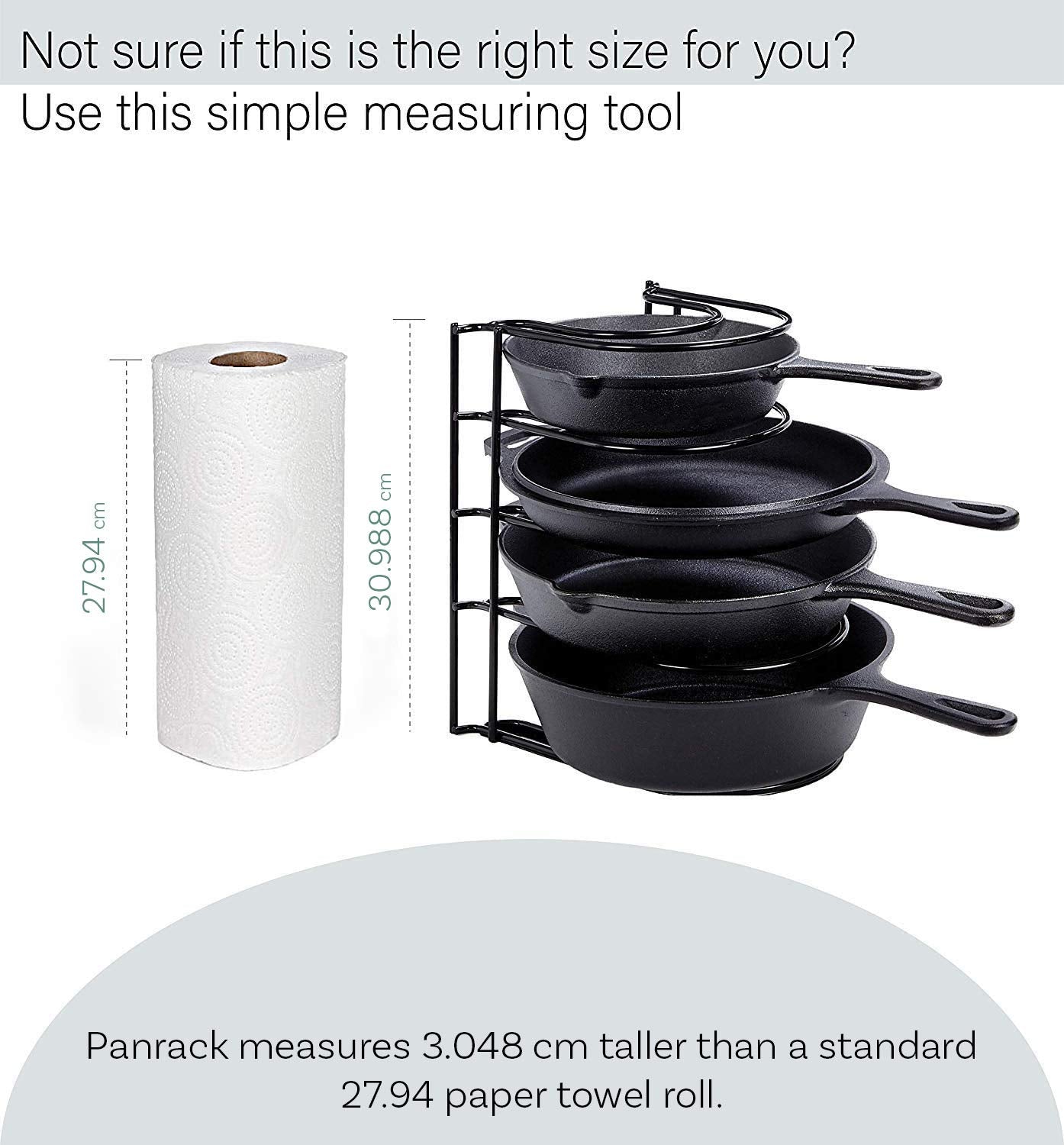 Cuisinel Heavy Duty Pots and Pans Organizer Rack - 12.2"-Inch Tall - 5 Tier Rack - Holds 60 LB - Cast Iron Skillets, Griddles, Shallow Cookware - Space Saving Kitchen Storage - No Assembly Required