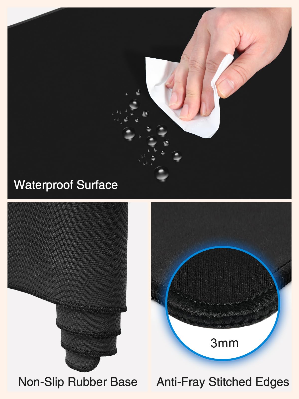 2-in-1 Mouse Pad with Magnetic Wireless Charging for Phone, 31.5"x15.8" Large, Waterproof Smooth Surface, Non-Slip Base, No Adapter, Black