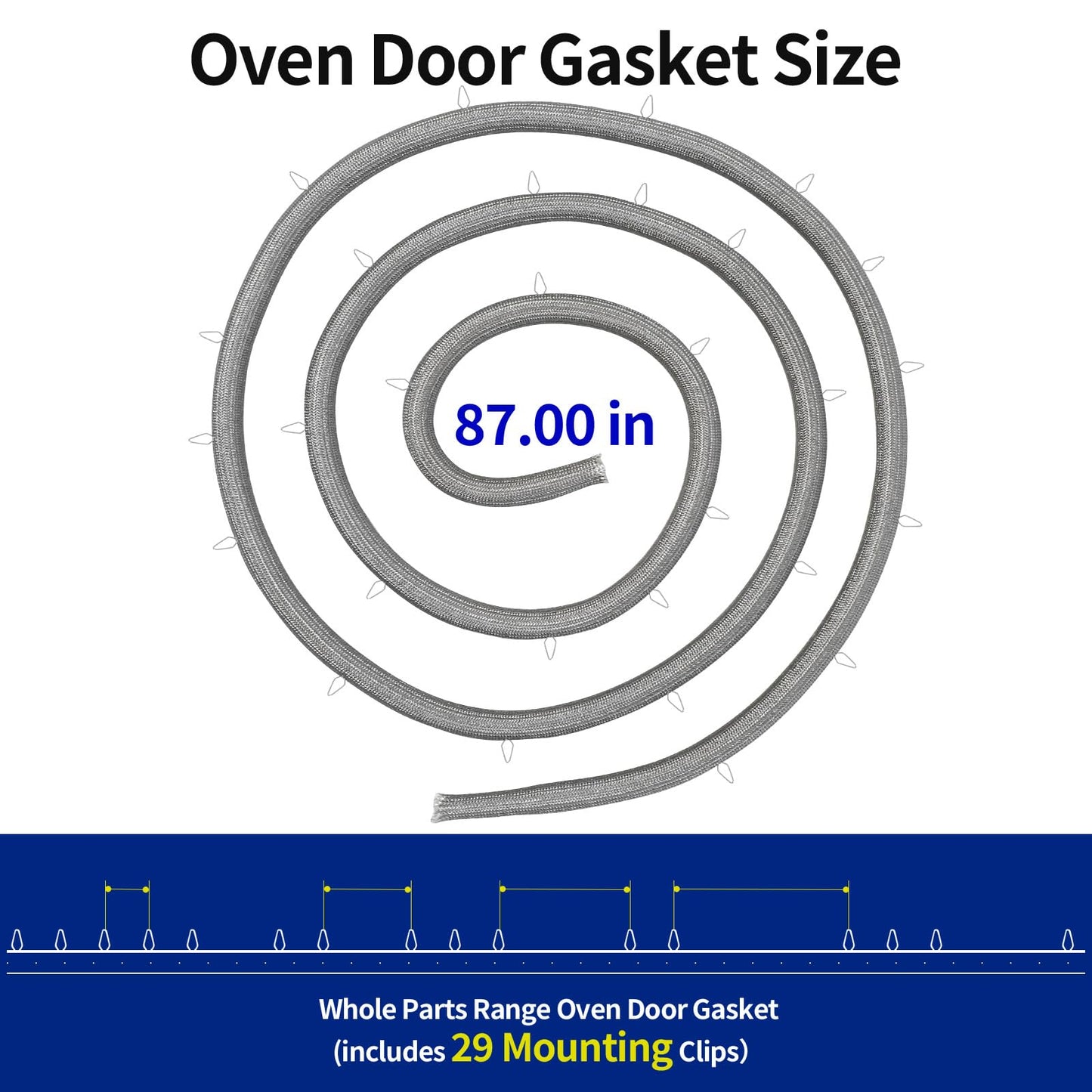 Upgraded 00491569 Range Oven Door Seal Gasket (29 Mounting Clips) Compatible with Bosch Thermador etc Ovens, Replaceable 1052639 AP3689443 PS8722513 EAP8722513 etc Model, 1-Year Warranty, OEM