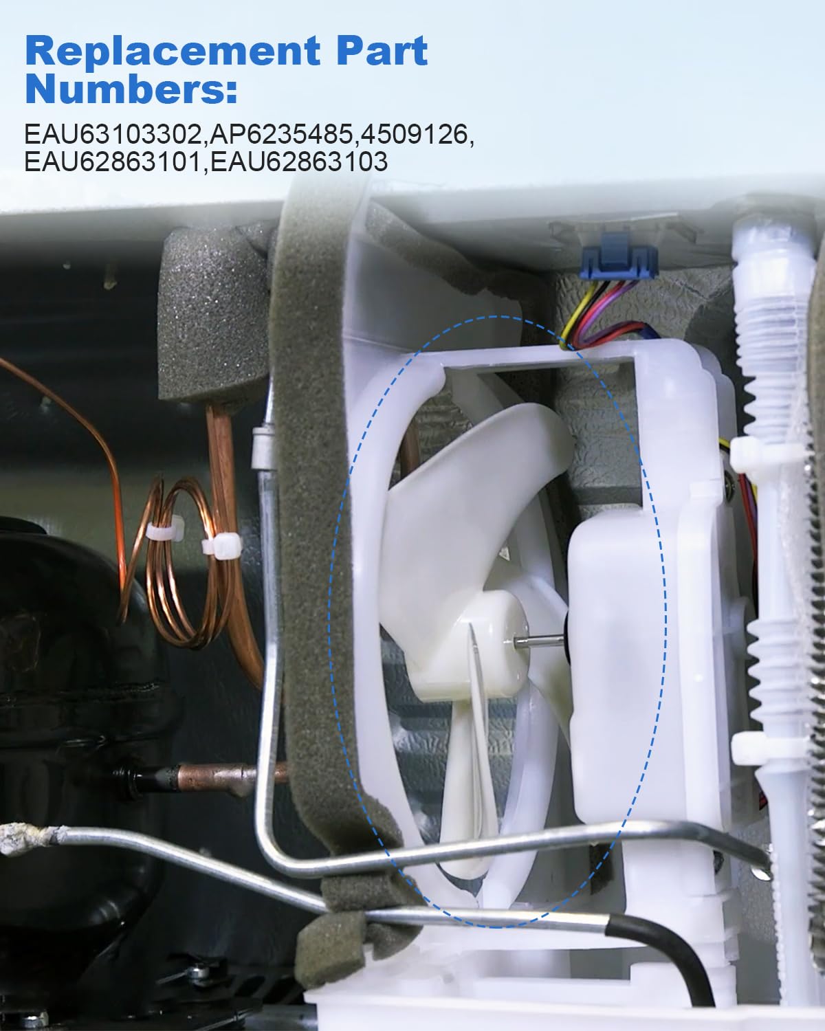 ULXIOM Refrigerator Condenser Fan Motor Assembly Fits for LG, Replaces EAU63103301 EAU63103302 AP6235485 4509126