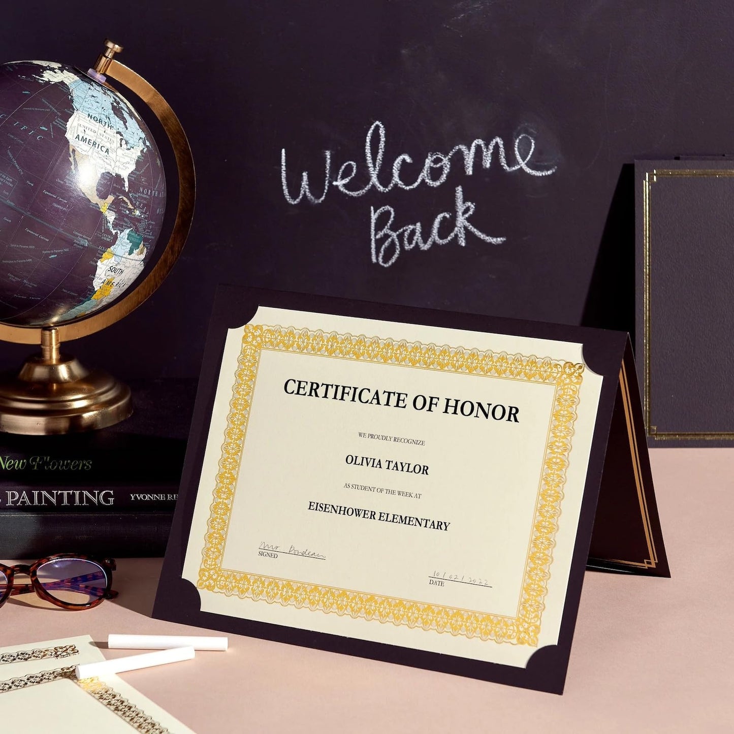 Gartner Studios Navy Blue with Gold Foil Detail Certificate Holders, Blue Award Holder, Navy Certificate Holder for Diploma, Fits 8.5" x 11" Documents, 36 Count (54516)