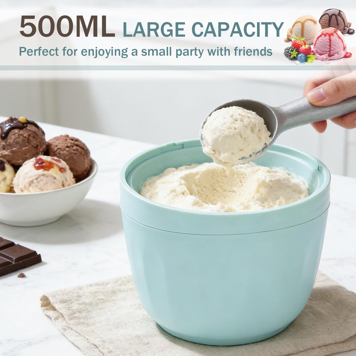 Mini ice Cream Maker, Single Serve Ice Cream Maker,One-Touch Dessert Maker, Single Serving of Gelato, Frozen Yogurt, Compact Electric Makers for Kitchen, Just 15 Minutes