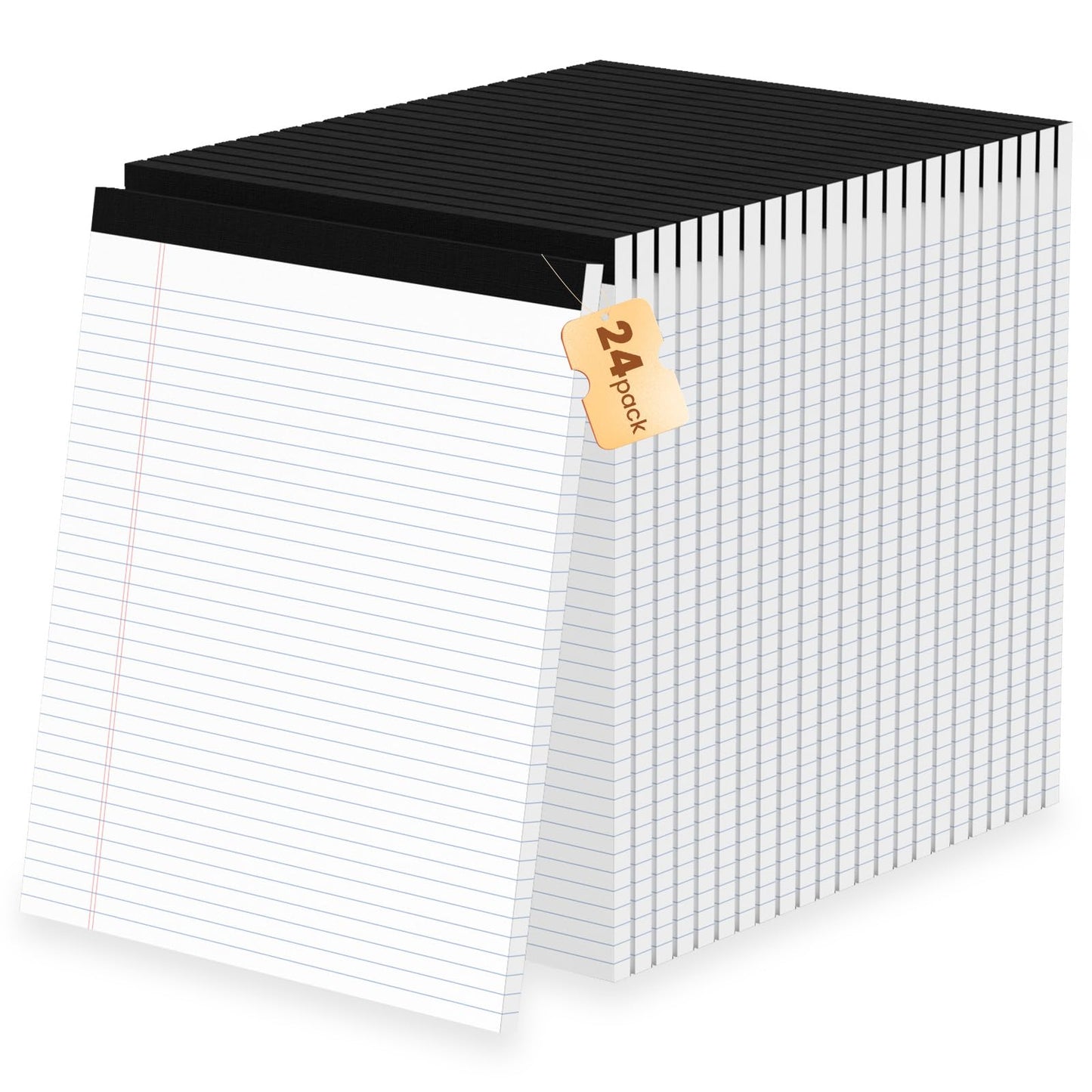 24Packs Legal Pads 8.5 x 11 Inch, 50Sheets/Pack, College Ruled & Perforated White Writing Pads, Pads of Paper 8.5 x 11, Lined Note Pads with Sturdy Backing for Office, Business & School Supplies