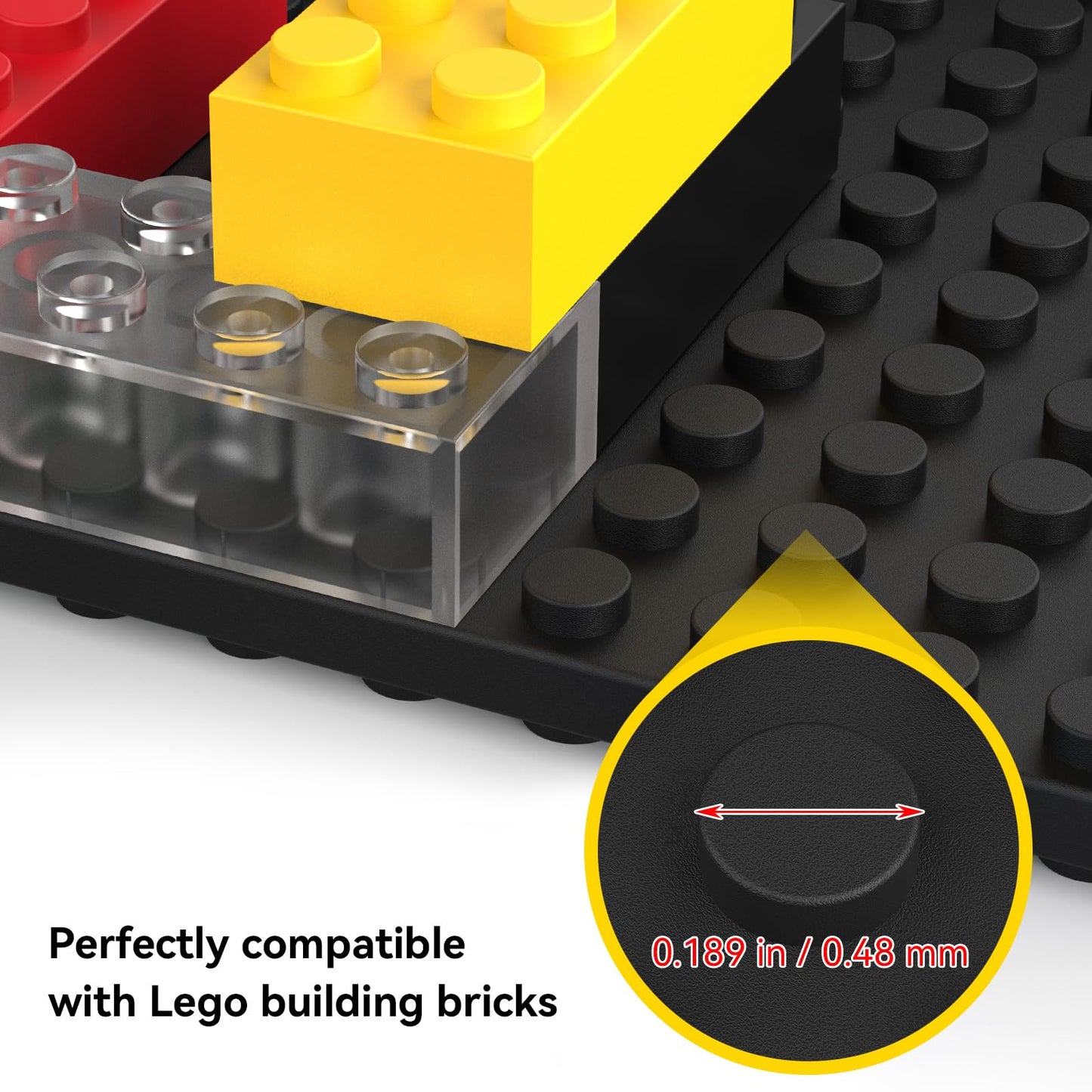 BlissBox 12-Pack Floating Shelves for Wall Compatible with Lego Building Bricks, 5x5.5inch Dual‑Sided 16x17 Studs for Toy Brick Storage and Display, ABS Display Shelves for Room Decor, Black