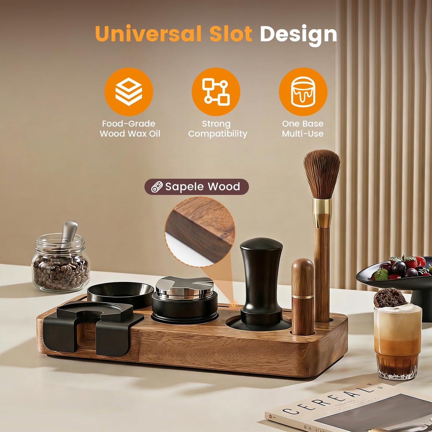 28-Piece 51mm Espresso Accessories Kit, Espresso Machine Tools with Wood Tamping Station, Tamper, Distributor, WDT Tool, Dosing Funnel, Milk Frothing Pitcher & Latte Art Set