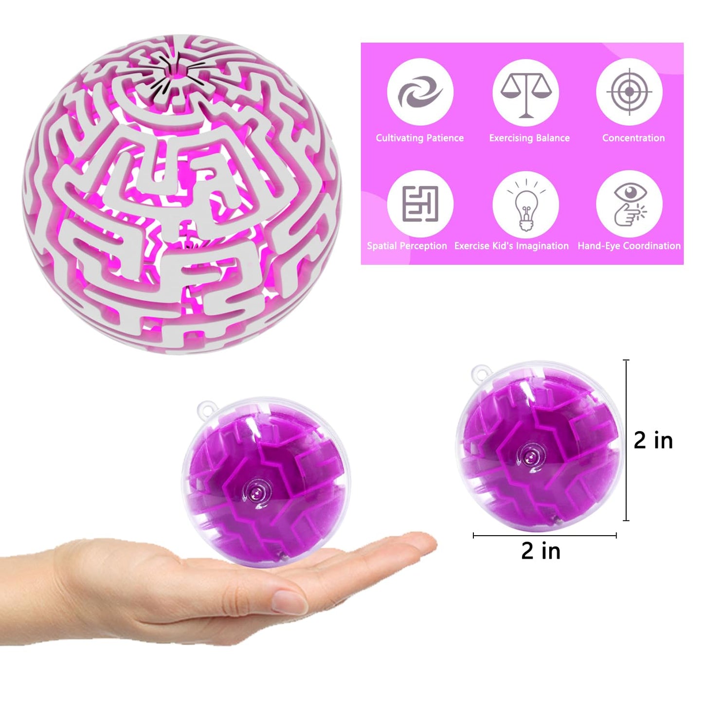 100 Pcs Puzzle Maze Ball Mini 3D Gravity Cube Puzzle Ball Toy for Kids Ages 3 6 7 8-10, Educational Challenges Magic Brain Teasers Games for Boys Girls Birthday Gifts Classroom Prize