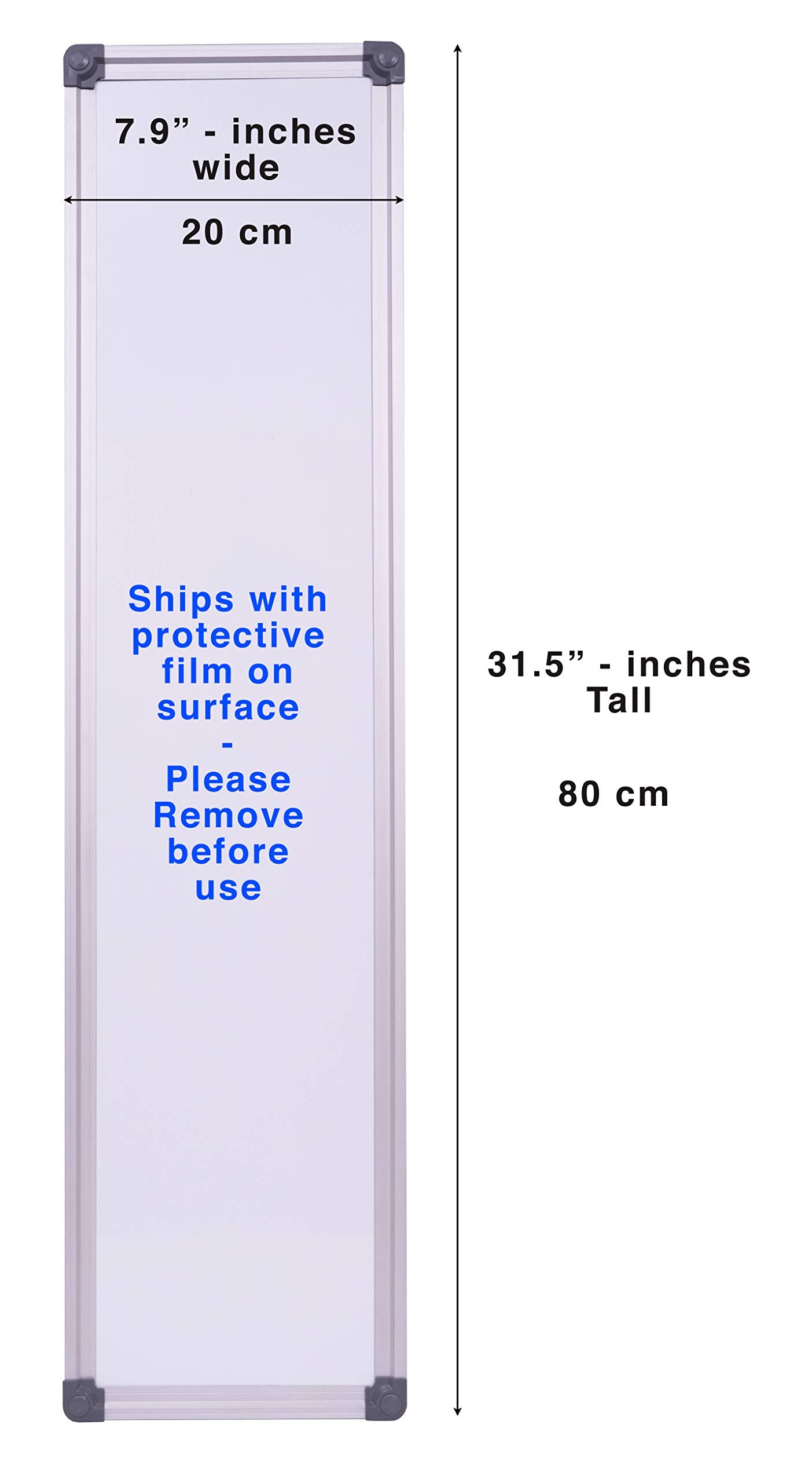 The Original Maven Slim Skinny Whiteboard Dry Erase to-do List Narrow Mini Small Office Wall Portable Magnetic Tall Dry Erase White Board Frame 7.9 “ x 31.5” | 20 cm x 80 cm