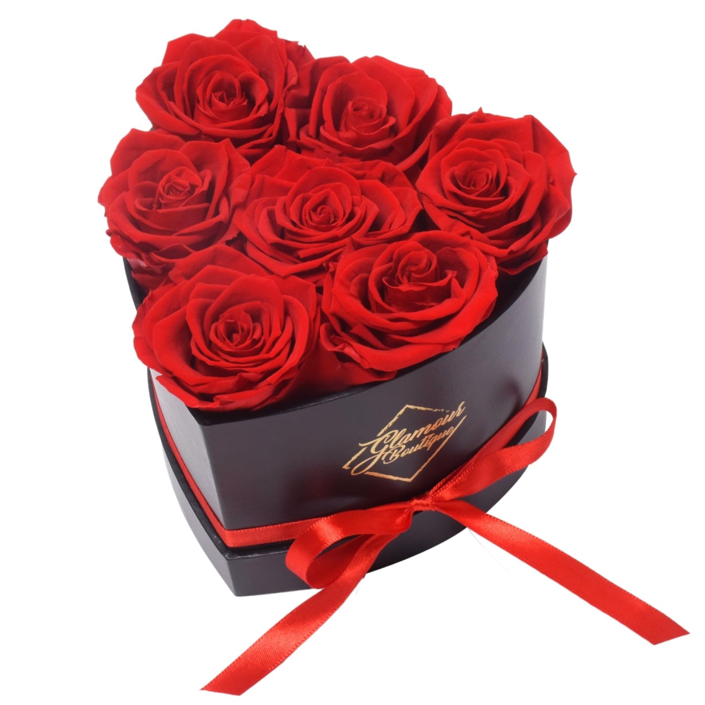 GLAMOUR BOUTIQUE 7 Flower Forever Heart Shape Box, Mothers Day Gift For Mom, Eternal Preserved Roses Gift for Her, Flowers bouquet, For Birthday, Anniversary, Girlfriend - Red