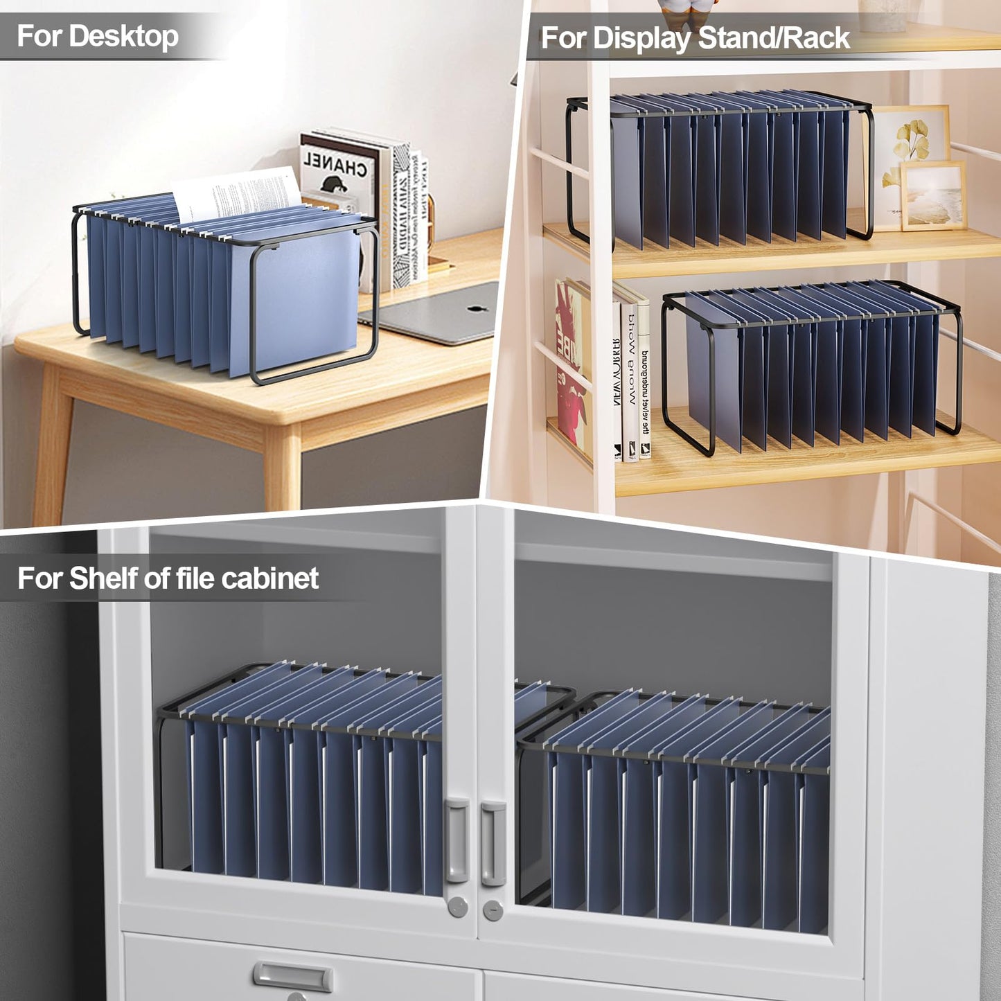 2 Sets Upgraded Adjustable Hanging File Folder Frame,Legal/Letter Size,Length Adjusted 16 to 25 inches,Heavy Duty Steel File Drawer/Cabinet Organizer Insert, Hanging Folder Holder,12.598" W X 9.45" H
