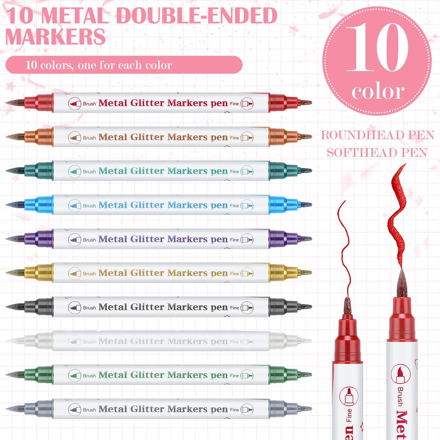 12 Pcs 2026 Graduation Guest Book with Photo Sign Decor 80 Pages Class of 2026 Scrapbook Photo Album with 10 DIY Dual Tip Metallic Markers Pens Gift, Exclude Camere(Pink Bow,Pink,10.4 Inches)