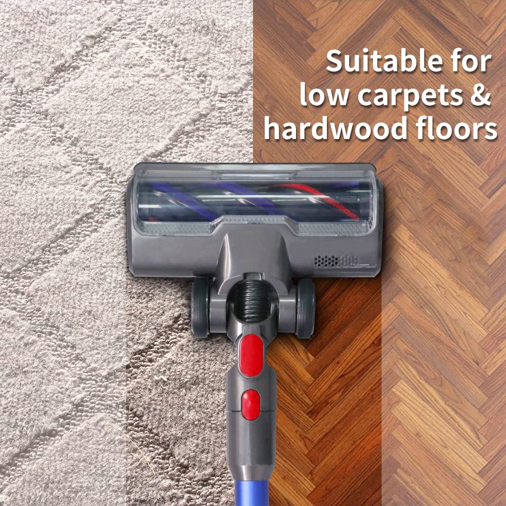 Laymi Hardwood Floor Attachment for Dyson V7 V8 V10 V11 V15 SV10 SV12 SV14 Animal Absolute Vacuum Cleaners with LED Headlights, Bristle Roller Brush Head Replacement Parts