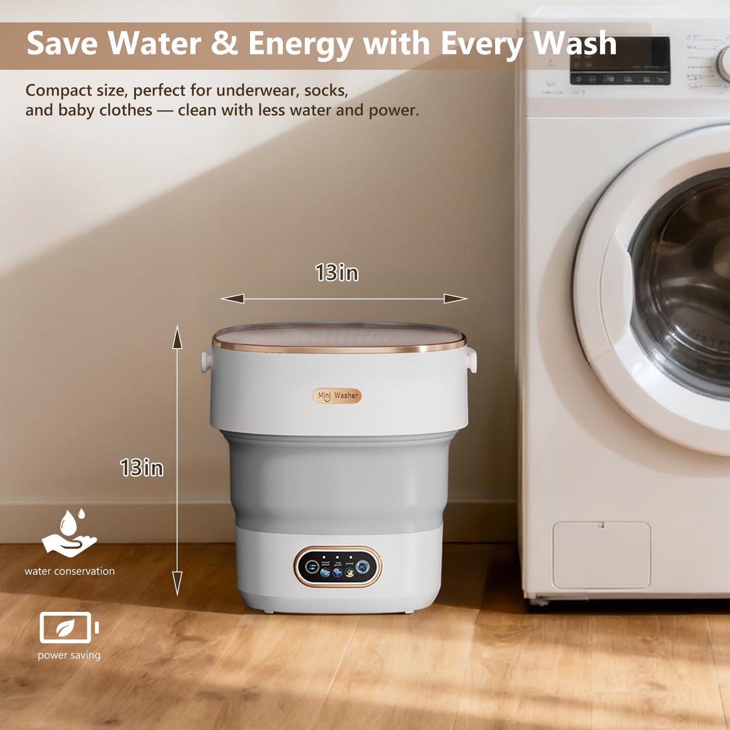 Portable Washing Machine 16L — 2026 Upgrade Foldable Portable Laundry Machine and Spinner, Underwear, Socks; Portable Washer Ideal for Travel, Dorms, Camping