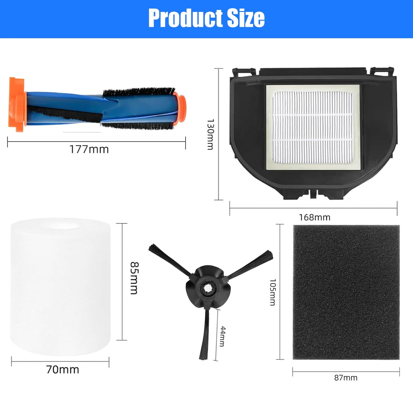 RV2310AE Replacement Parts for Shark AV2310AE/RV2320S/RV2300S/UR2350AE/UR2360S Matrix Robot Vacuum Cleaner,1 Main Brush Roller, 6 Side Brushes, 2 HEPA Filters, 2 Foam Filters(Not for RV2300/RV2310)