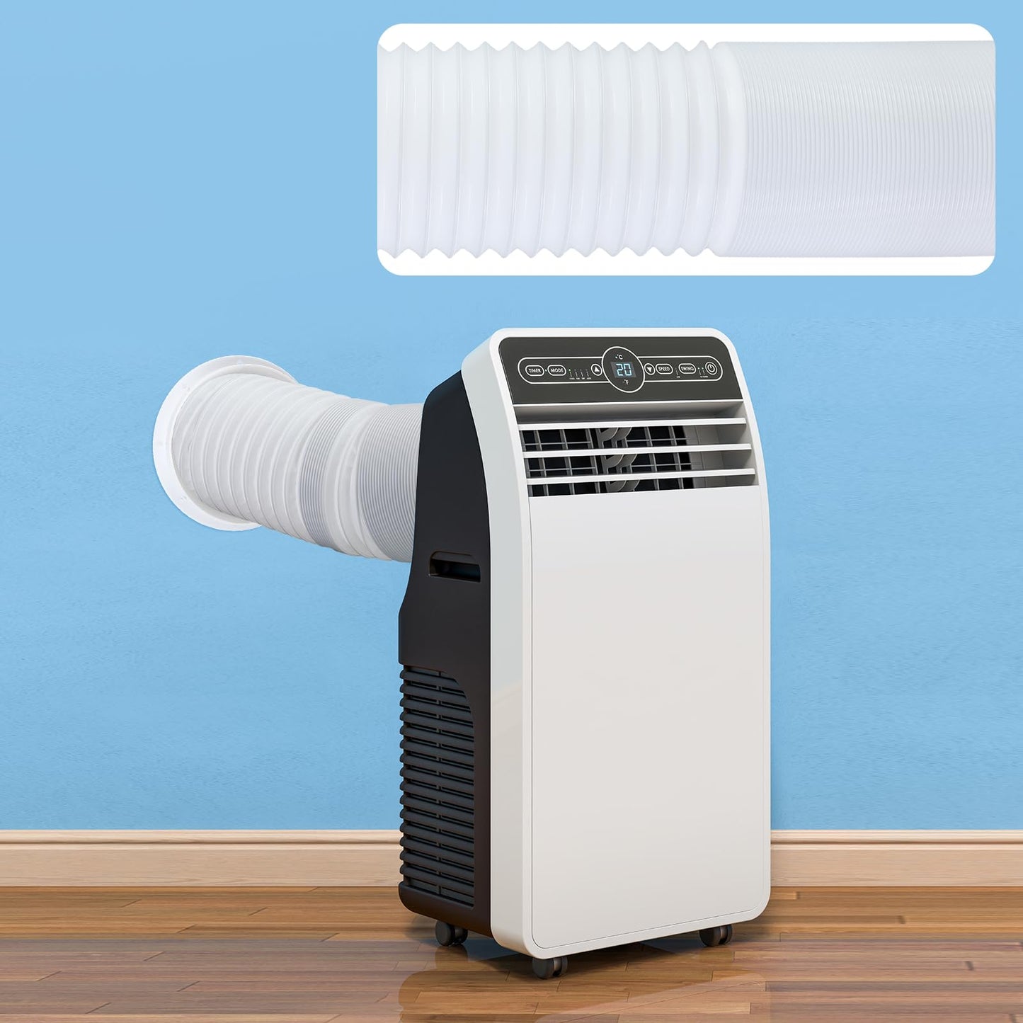 Pushglossy Portable AC Vent Two Size Wall Mount Connector with Hose Ac Exhaust Hose Coupler for 6 and 6.5 Inches Tube with 5.9 Inch Diameter Tube, Cover and Screws Included(59'' Long5.9'' Wide)