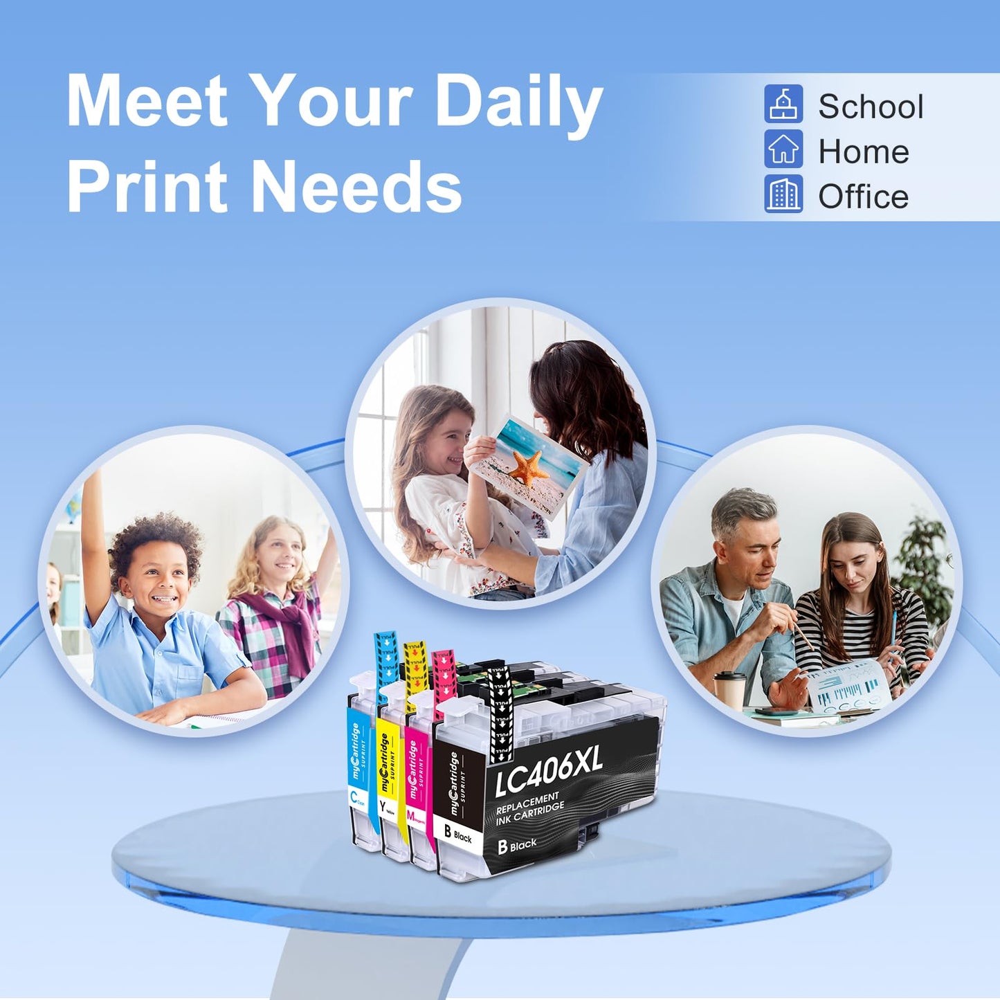 LC406XL LC406 Ink Cartridges for Brother Printer Replacement for Brother LC406 Ink Cartridges for MFC-J4335DW MFC-J4535DW MFC-J5855DW MFC-J6555DW MFC-J6955DW MFC-J4345DW HL-JF1 Printer 4 Pack
