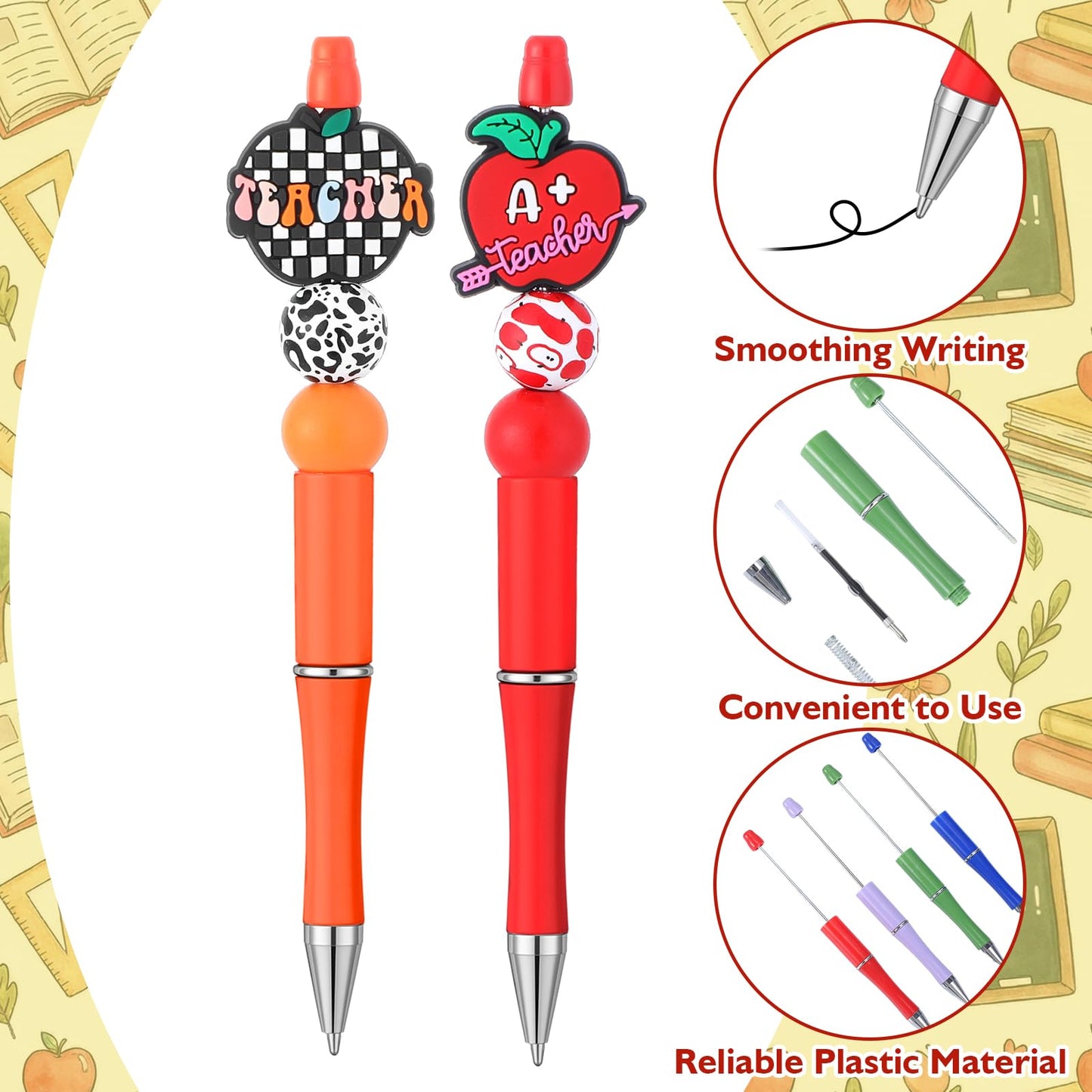 Humyoun 50 Sets Teacher Pen Kits: 2026 Teacher Graduation Gifts DIY Refillable Beadable Pens with Thank You Cards End of The Year Appreciation Gifts for School Team Staff Coworker Office Supplies