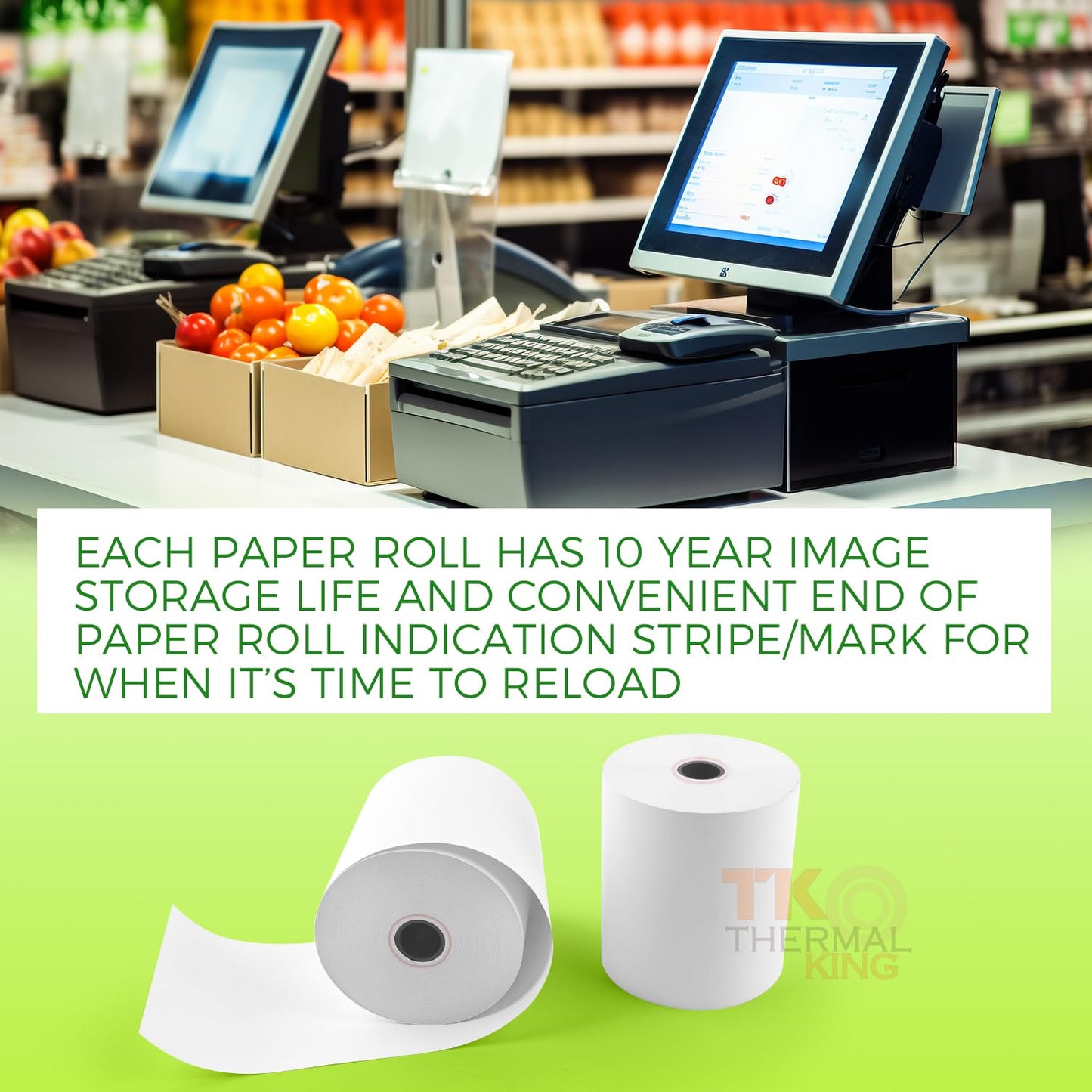 TK Thermal King, (30 Rolls) 3 1/8" x 230' Thermal Paper, POS Receipt Paper for Retail Business Cash Register, Fits Most Credit Card Terminal Point Of Sale