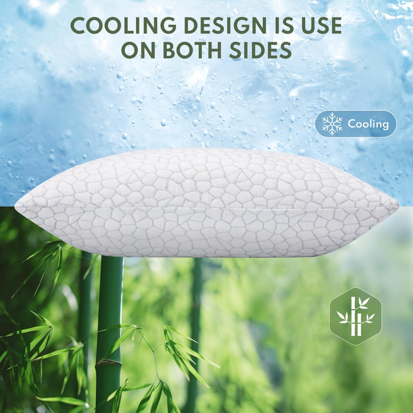 HEYCUZI Pillows Queen Size Set of 2 - Cooling Shredded Memory Foam Pillow for Sleeping 2 Pack, Adjustable Cool Bed Pillows for Side, Back, and Stomach Sleepers, Gel Pillow Washable Removable Cover