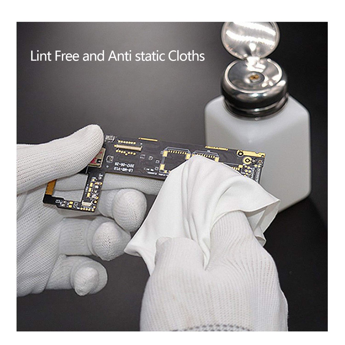 AAWipes Cleanroom Cloth Wipes 9"x9" (Bag of 150 Pcs) Double Knit 100% Polyester Wipers Lint Free Cloths with Ultra-fine Filaments, Laser Sealed Edge, Class 100 Cloths, Ultra-soft Wipes CP14009