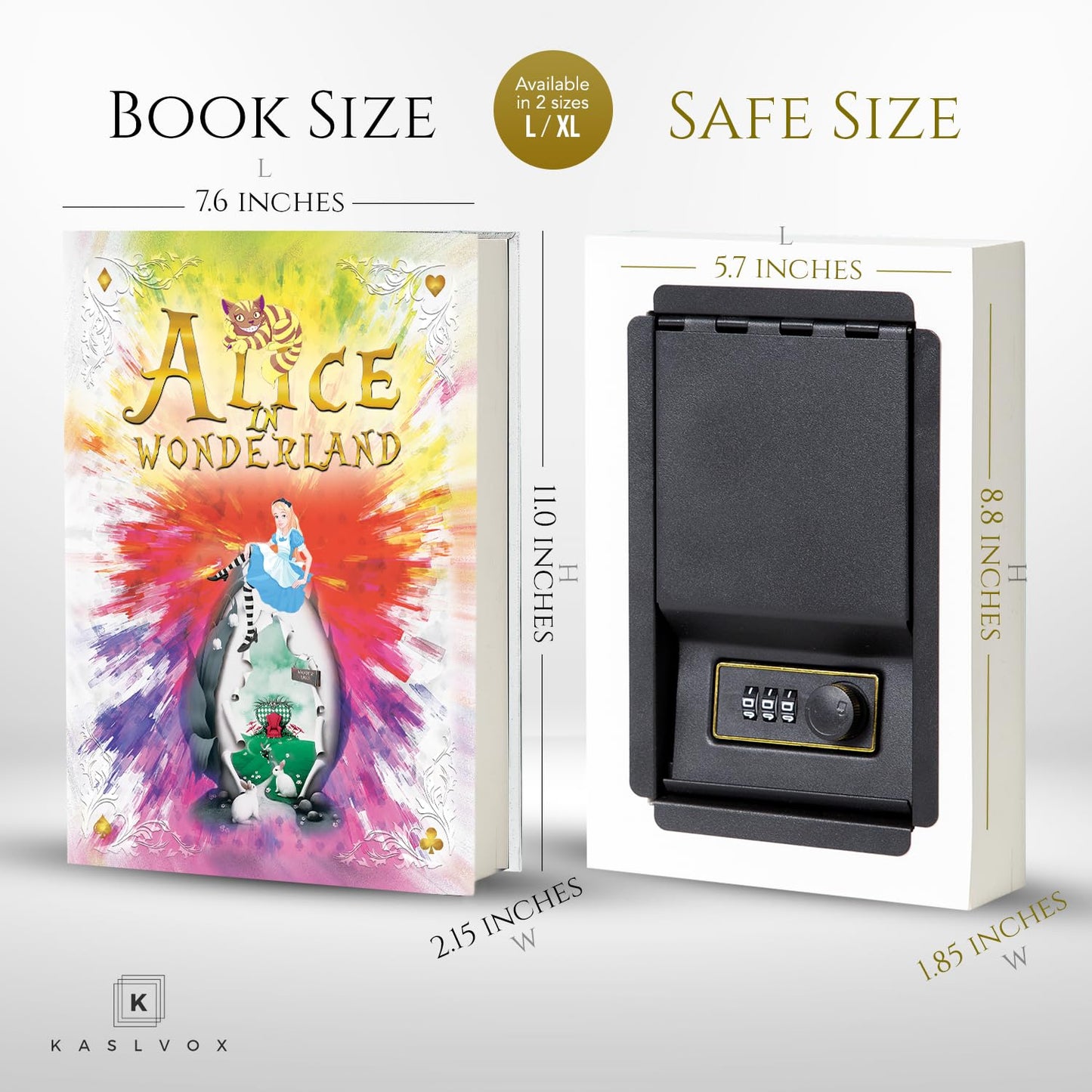 Fake Book Box - Small Safe Box with Combination Lock - Hidden Safe in Plain Sight - Diversion Safes - Secret Safes (Alice) (X-Large)