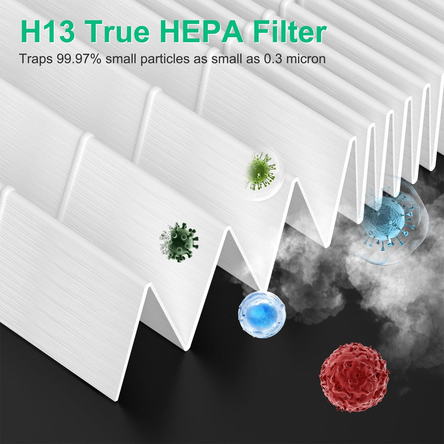 4 Pack APH4000 Replacement Filter Compatible with KNKA APH4000 Air Purifi-er, H13 True HEPA & Activated Carbon High-Efficiency Filter, Part No. APH4000LX