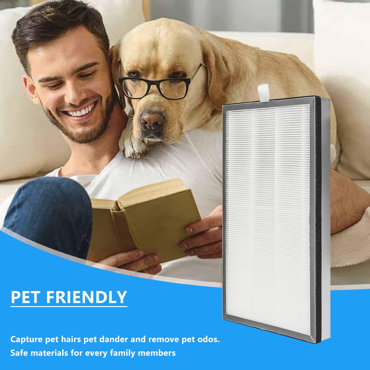 2 Pack MA Series 40 Replacement Filter Compatible with 40 40A/40B/40W Air Purifier, 3-in-1 True HEPA Filter, Activated Carbon F ilter And Pre-Filter