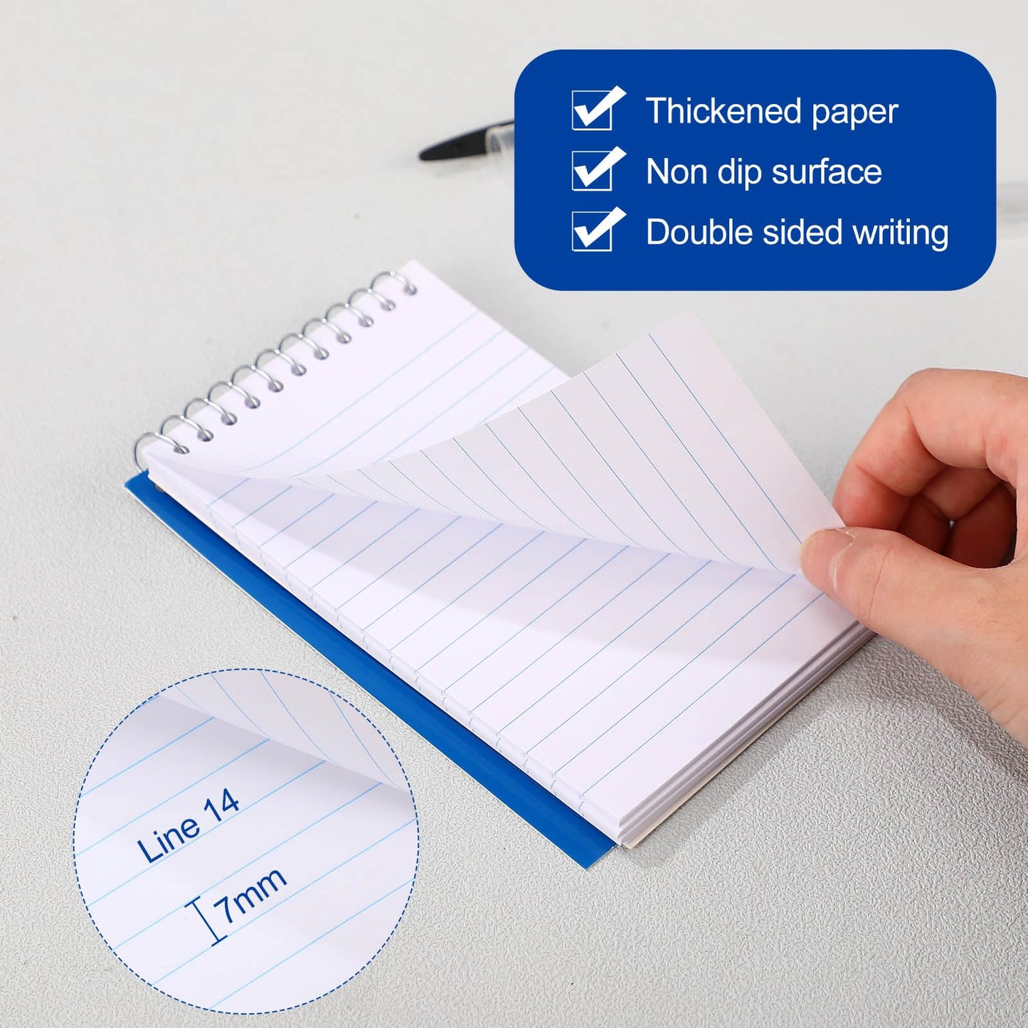 Cholemy 50 Pack Small Notepad 3 x 5 Inch Small Notebooks Mini Notepad Pocket Notebooks Mini Spiral Notebook Memo Pads Lined College Ruled Paper for Office School Supplies 75 Sheets (Black, Royal Blue)