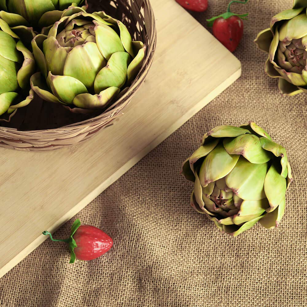 GiftYou 6-Pack Large Artificial Artichoke Fake Vegetables and Fruits for Kitchen Decorations (Green)
