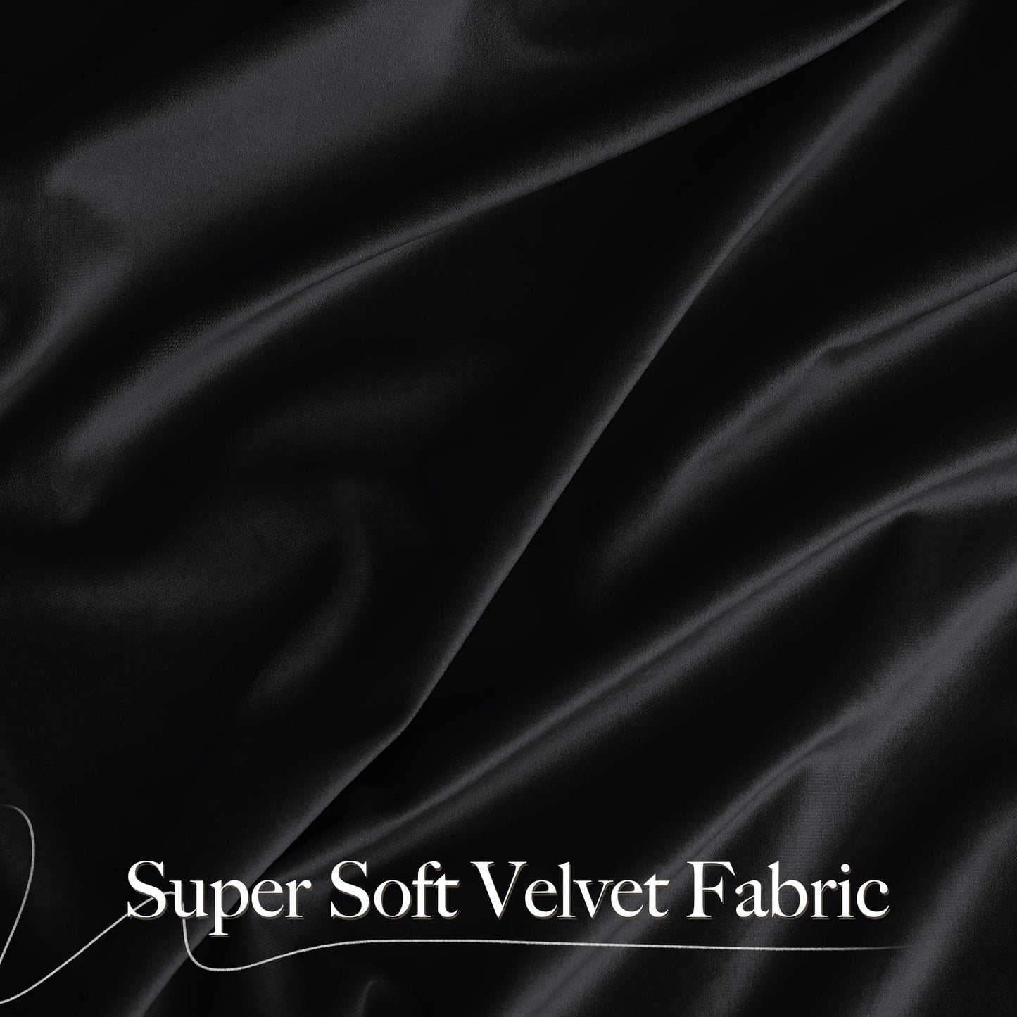 NICETOWN Black Velvet Blackout Curtains 96 inch Long for Living Room and Bedroom, Thermal Luxury Solid Heavy Rod Pocket Drapes/Window Treatments for Hall, Theater (2 Pieces, 52 W)