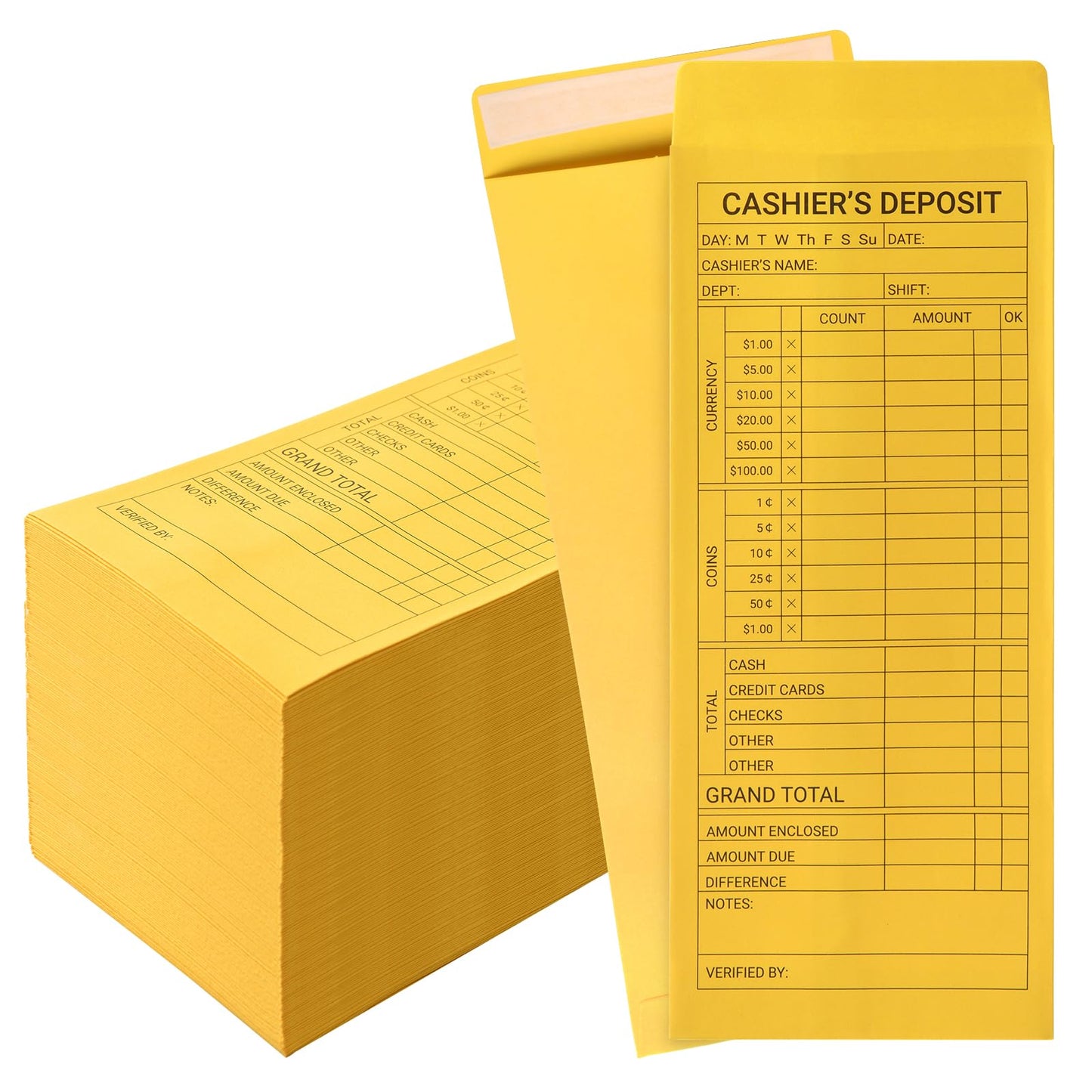 zmybcpack 500 Pack Cashier Deposit Report Envelopes 4.5"x 10.375"- Cash Drop Envelopes - Cashier's Deposit Envelope - Peel & Seal Money Envelope for Cash Storage and Budgeting