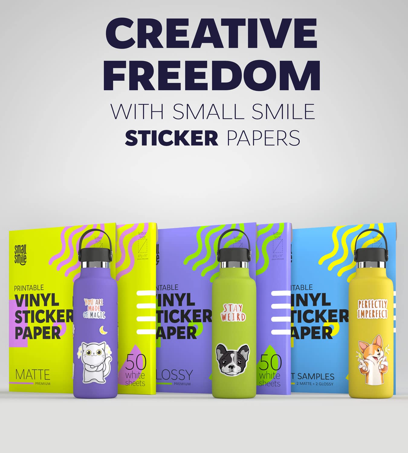 Premium Printable Vinyl Sticker Paper for Inkjet Printer and Laser - 100 White Matte Sticker Paper Waterproof - Durability Adhesive Paper 8.5x11 (Matte, 100 Sheets)