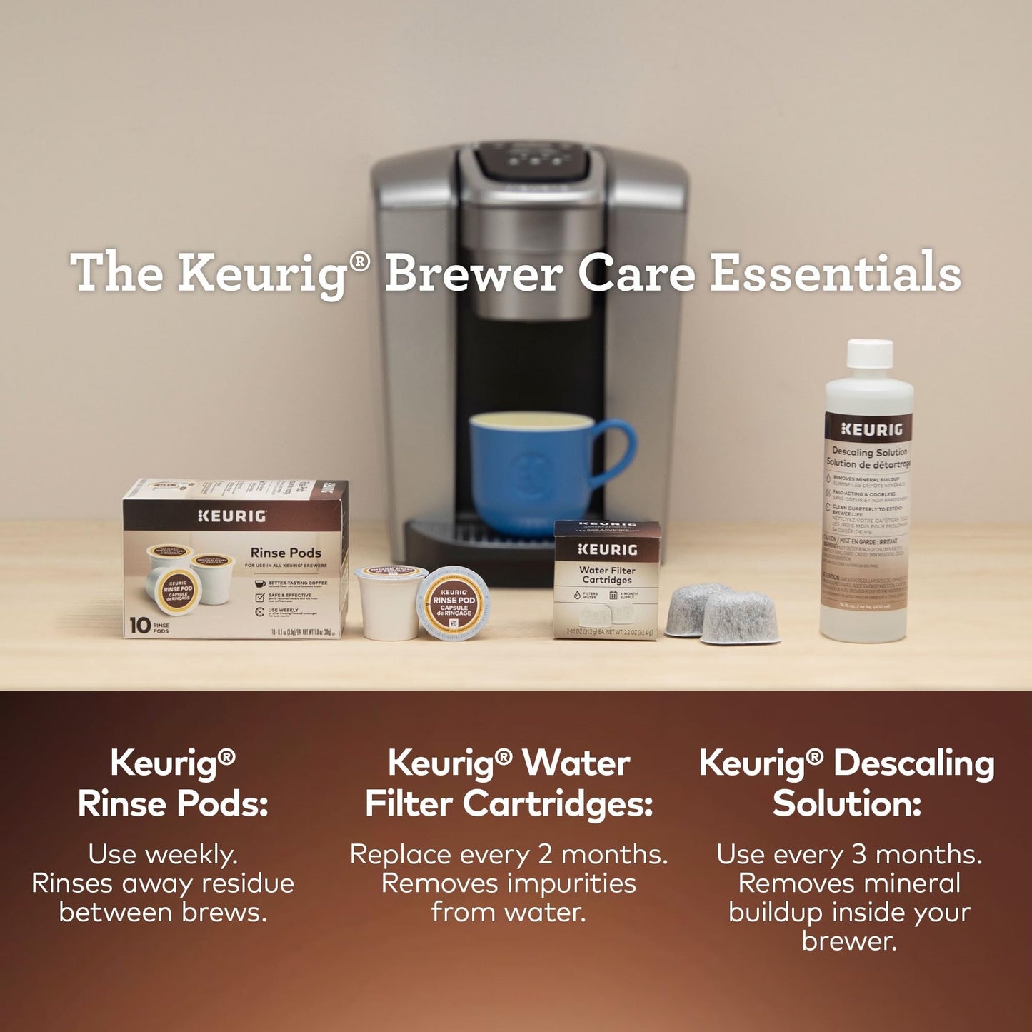 Keurig 6-Month Brewer Maintenance Care Kit, Includes Descaling Solution, Rinse Pods, & Water Filter Cartridges, Works with all K-Cup Pod Coffee Makers