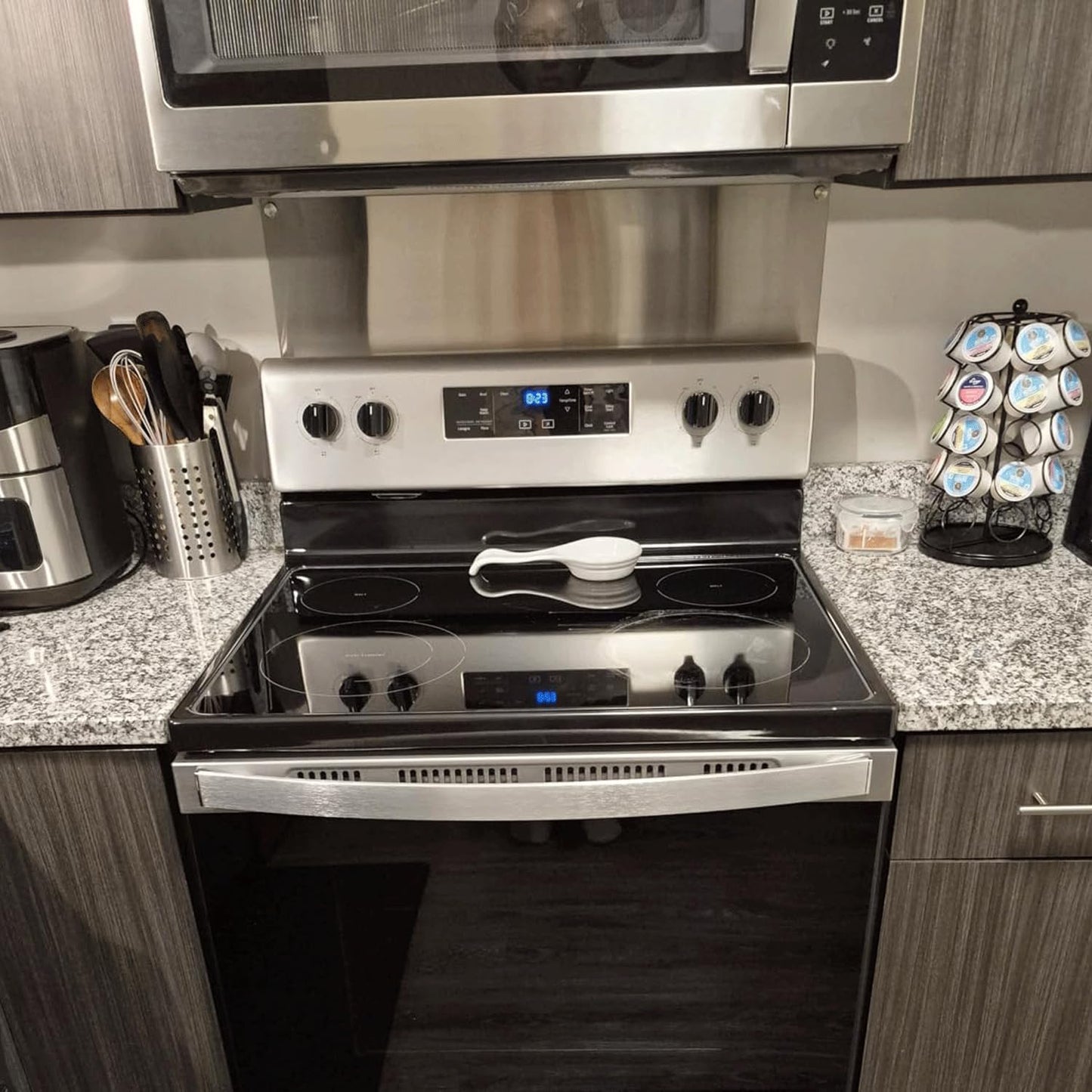 12" By 30" Stainless Steel Stove Backsplash, Reversible Ultra Flat Splatter Guard Range Hood Backsplash, Easy Clean Wall Shield Magnetic Metal Panel