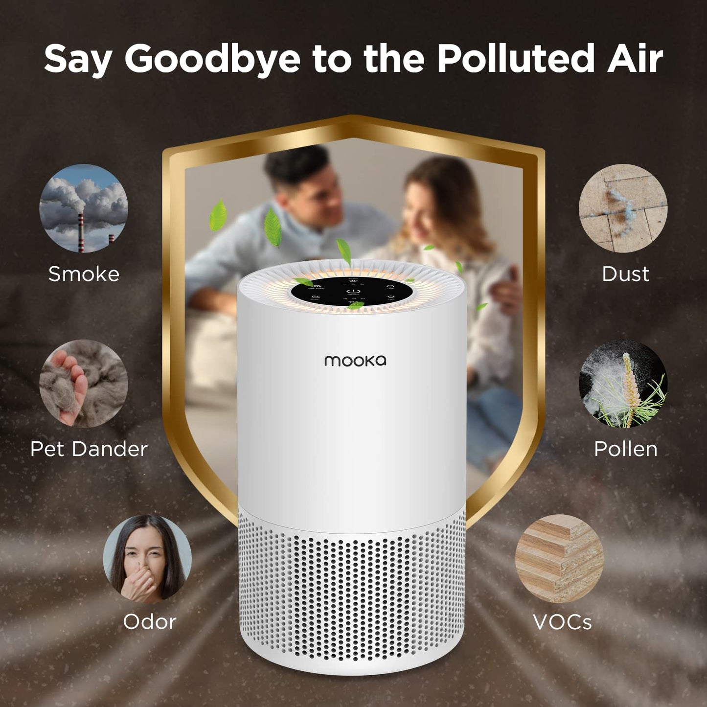 Air Purifiers for Home Large Rooms up to 1200ft², MOOKA H13 True HEPA Air Purifier for Bedroom Pets with Aromatherapy, Child Lock, 13dB Ultra-Quiet Air Cleaner for Smoke, Odor, Dander, Pollen