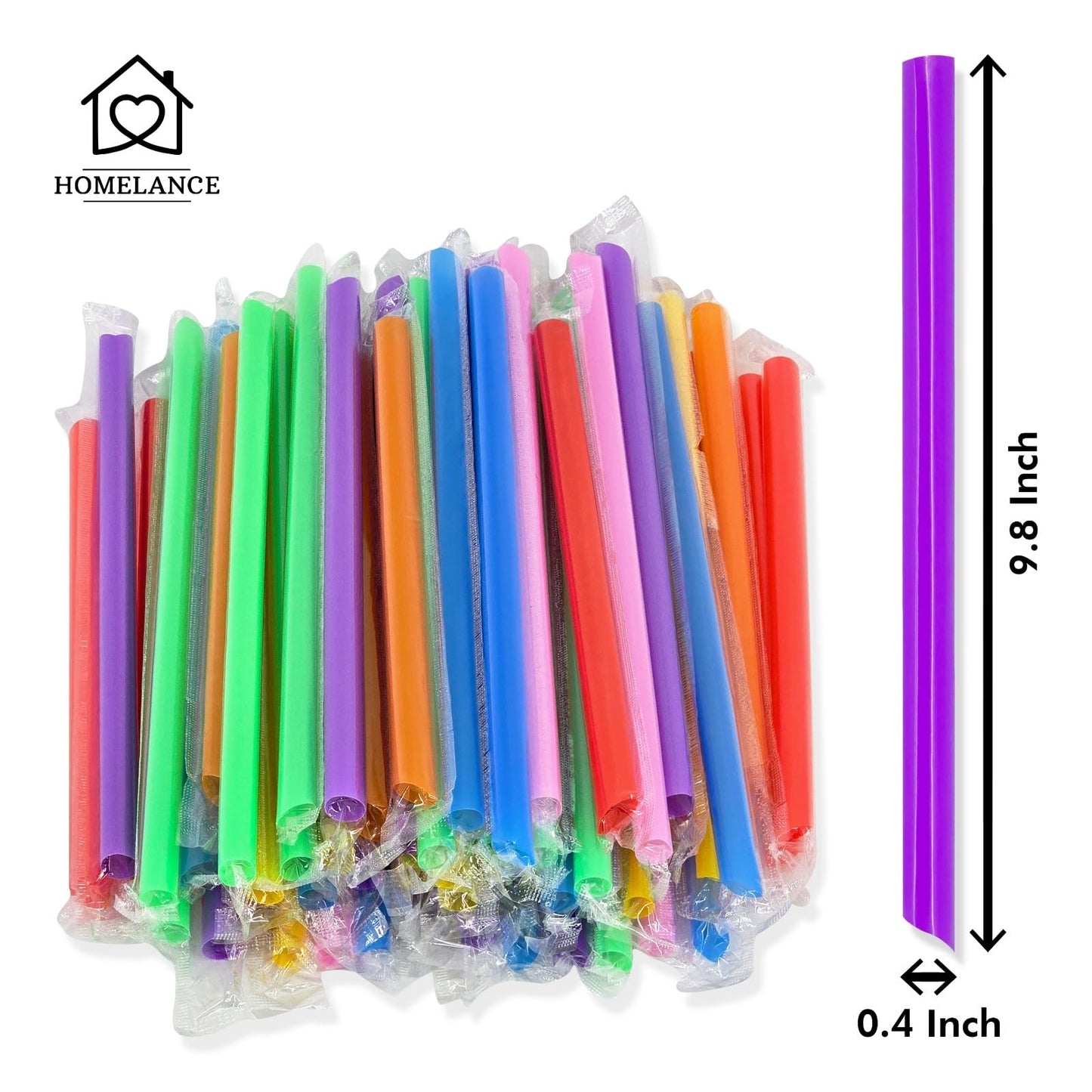 700 Pcs Multi Colors Jumbo Smoothie Straw Disposable Milkshake Straws Jumbo, Bubble Tea Straws For Cakes, Disposable Smoothie Straw Individually Wrapped (0.43" Wide X 9.84" Long)