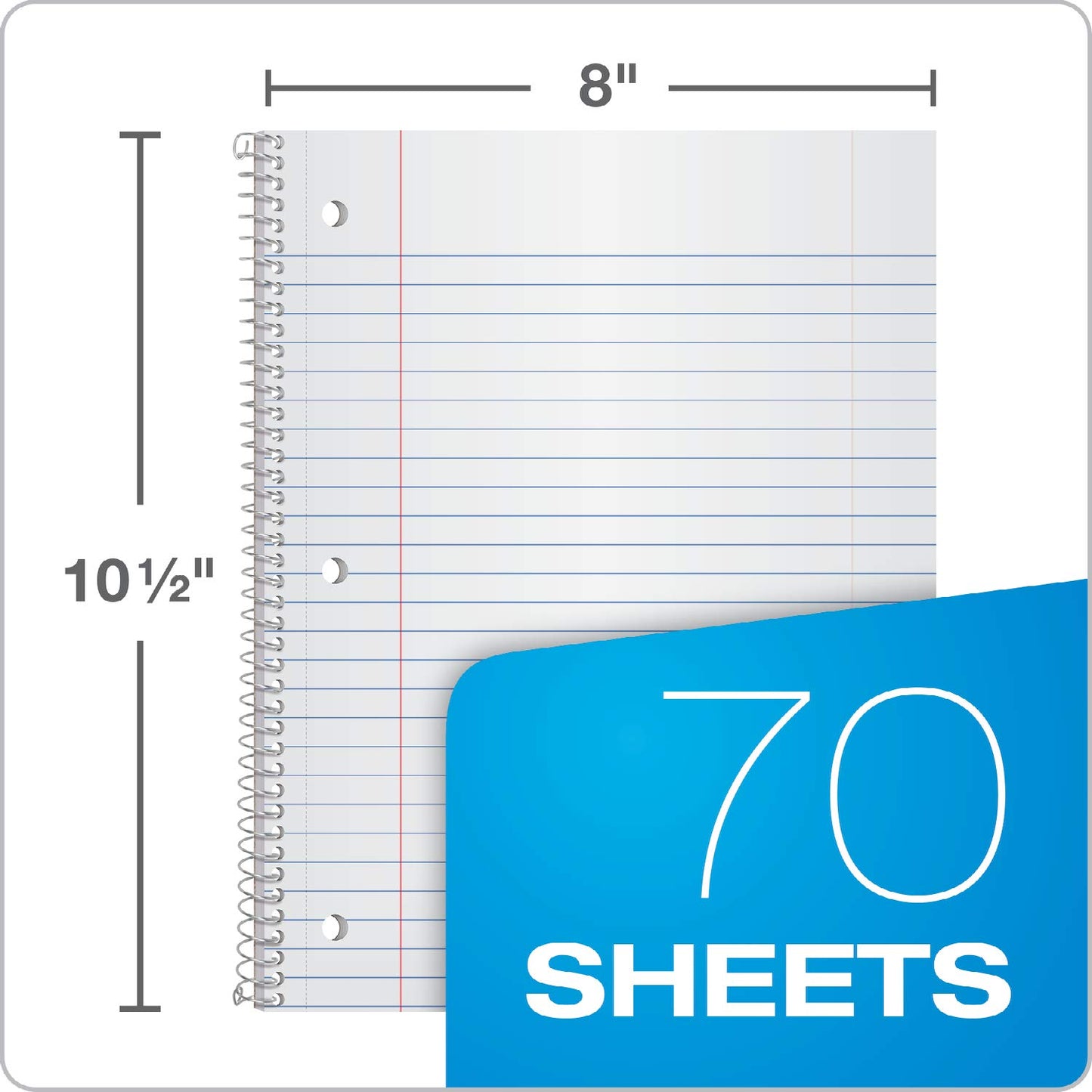 Oxford Spiral Notebooks, 1 Subject, Wide Ruled Paper, 70 Sheets, 24 per Pack, Colors May Vary (65000)