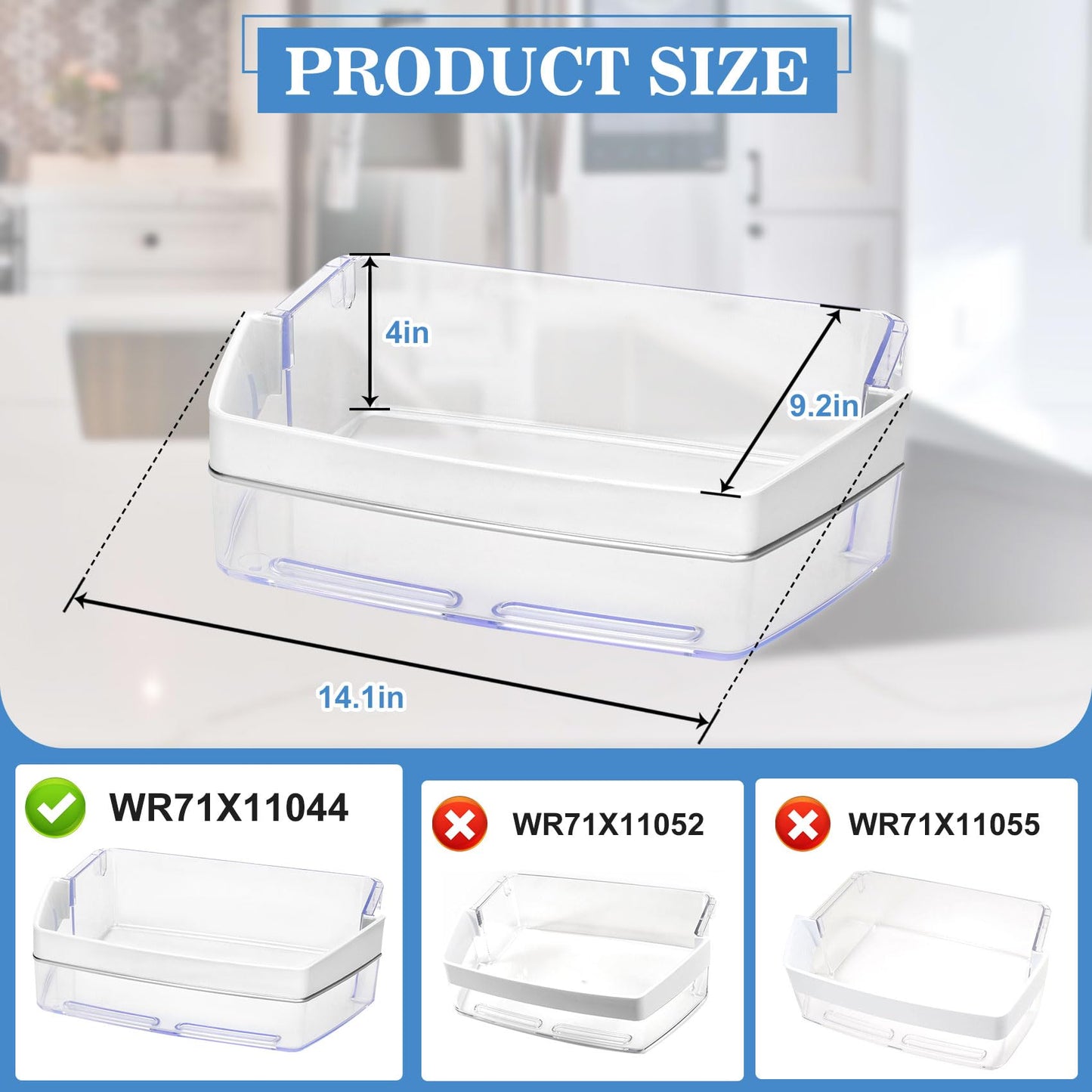 WR71X11044 WR71X11059 Refrigerator Door Shelf Bin (Right Side) ,Compatible with GE Refrigerator Replacement Shelves Replaces PS6011779, AP5656690, 2691847, EAP6011779 Refrigerator Parts & Accessories