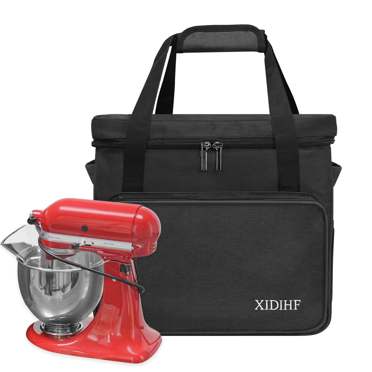 XIDIHF Stand Mixer Bag for KitchenAid 4.5–5 Qt, Portable Storage & Travel Carrying Case with Accessory Pockets – Black