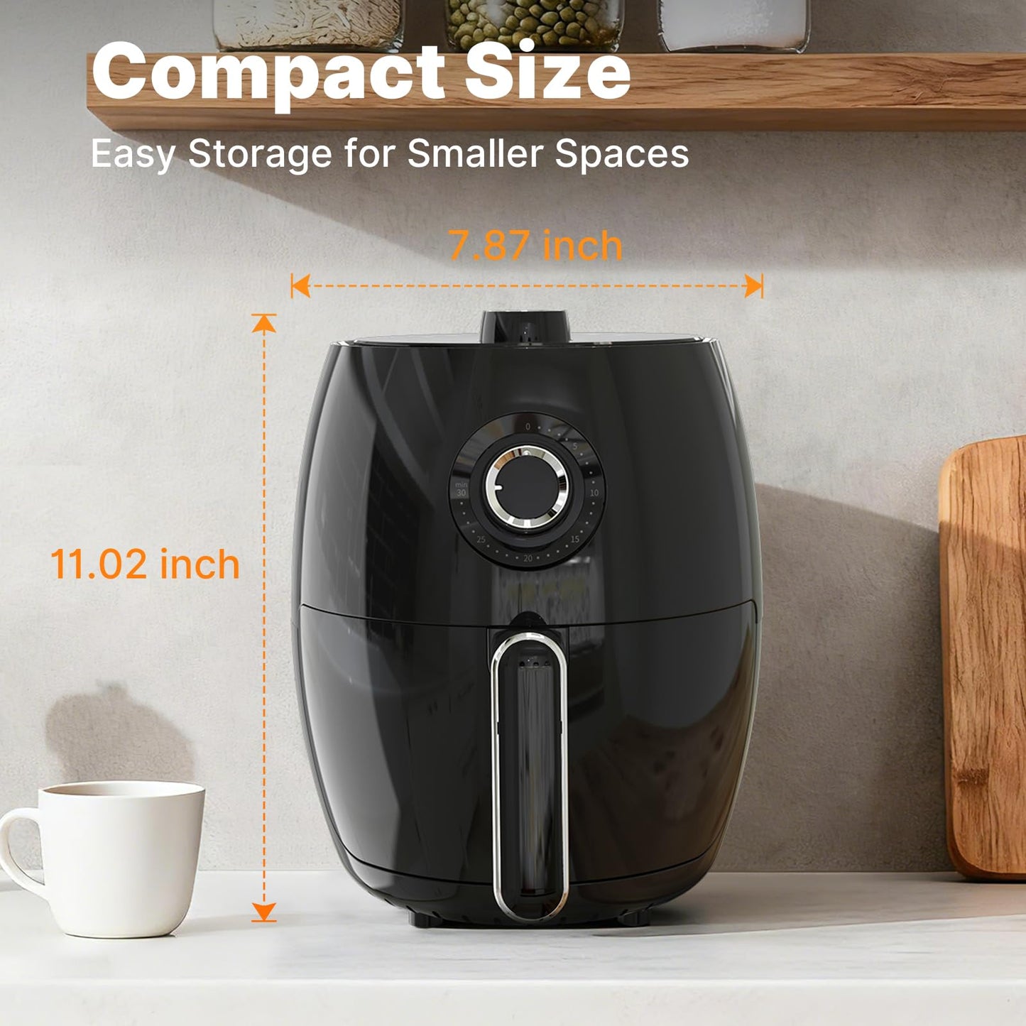 Compact Air Fryer Small, 2.1QT, 4-in-1 Small Mini Airfryer Compact, Bake, Roast, Reheat, 98% Less Oil, Adjustable Temperature & Timer, Quiet, Nonstick & Dishwasher Safe Basket, BPA-Free, Black