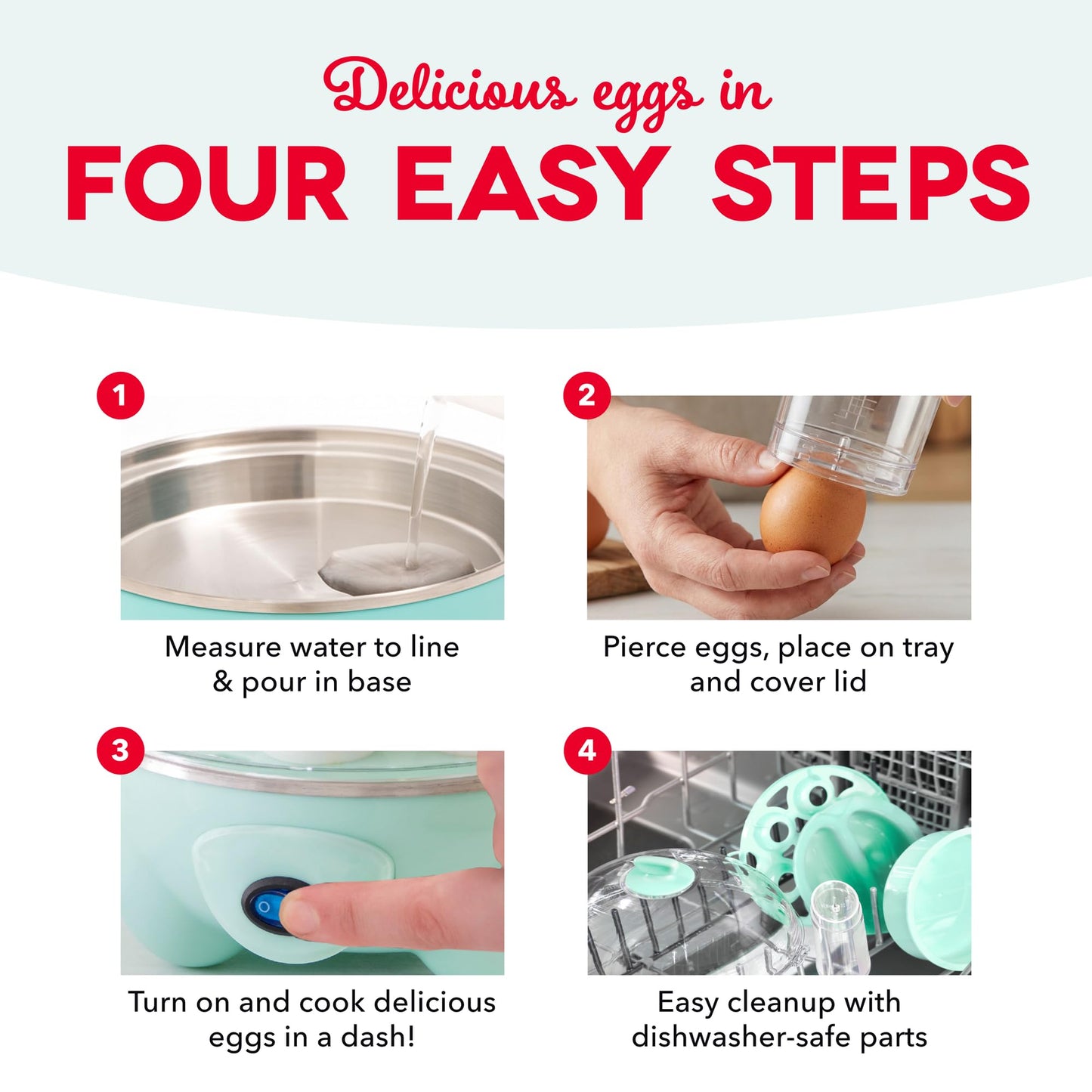 Dash Deluxe Egg Cooker - Boiler, Poacher & Steamer - Includes Measuring & Recipe Guide - Dishwasher Safe - BPA Free - Holds 12 Eggs, Black