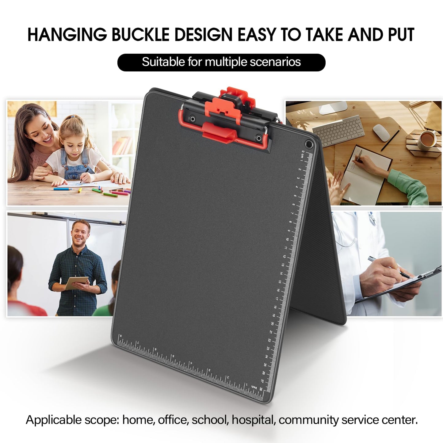Clipboard with Pen Holder, Aluminum Frame & 2-in-1 Upgraded Clip, A4 Size 12.5 x 9 Inch, Heavy Duty Portable Writing Board with Anti-Slip Backing, for Office School Classroom Doctor Coach(4 Pack)