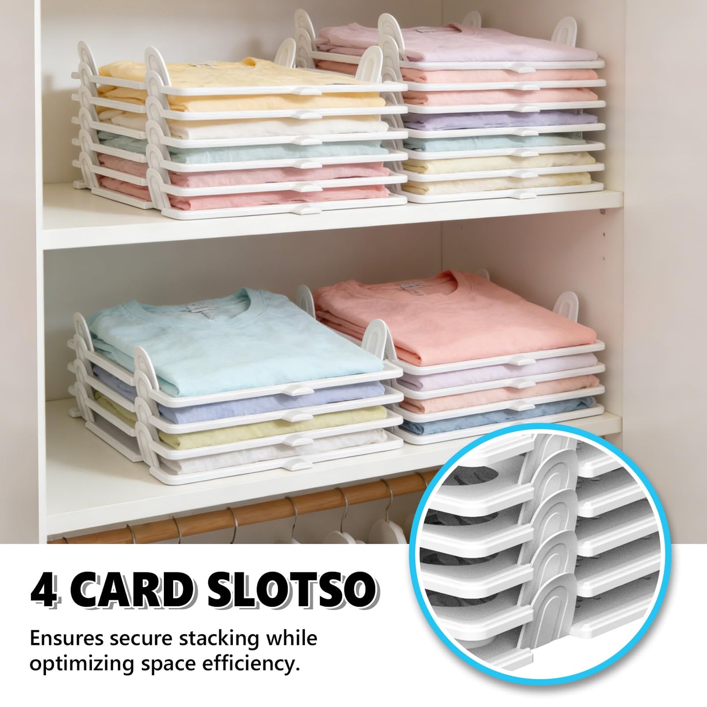 Accenter 10Pc Stackable Closet Organizer & Shirt Folder Board Bundle Tshirt Organizer for Closet Organizers and Storage Clothes Folding Board for Closet Storage Suitable for Lightweight Clothing White