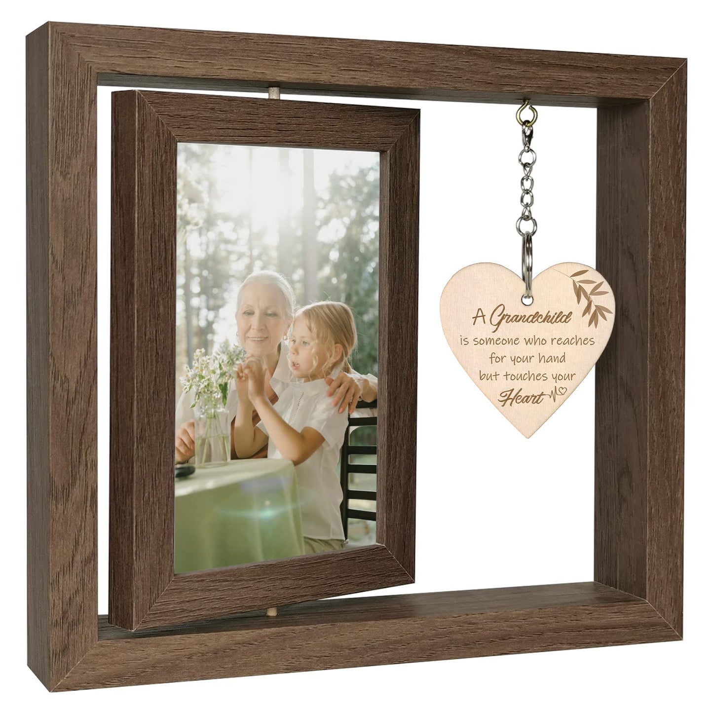 EYITUPC A Grandchild is Someone Who Reaches for Your Hands but Touches Your Heart Picture Frame First Time Grandparents Gifts, Display Two 4x6 Inch