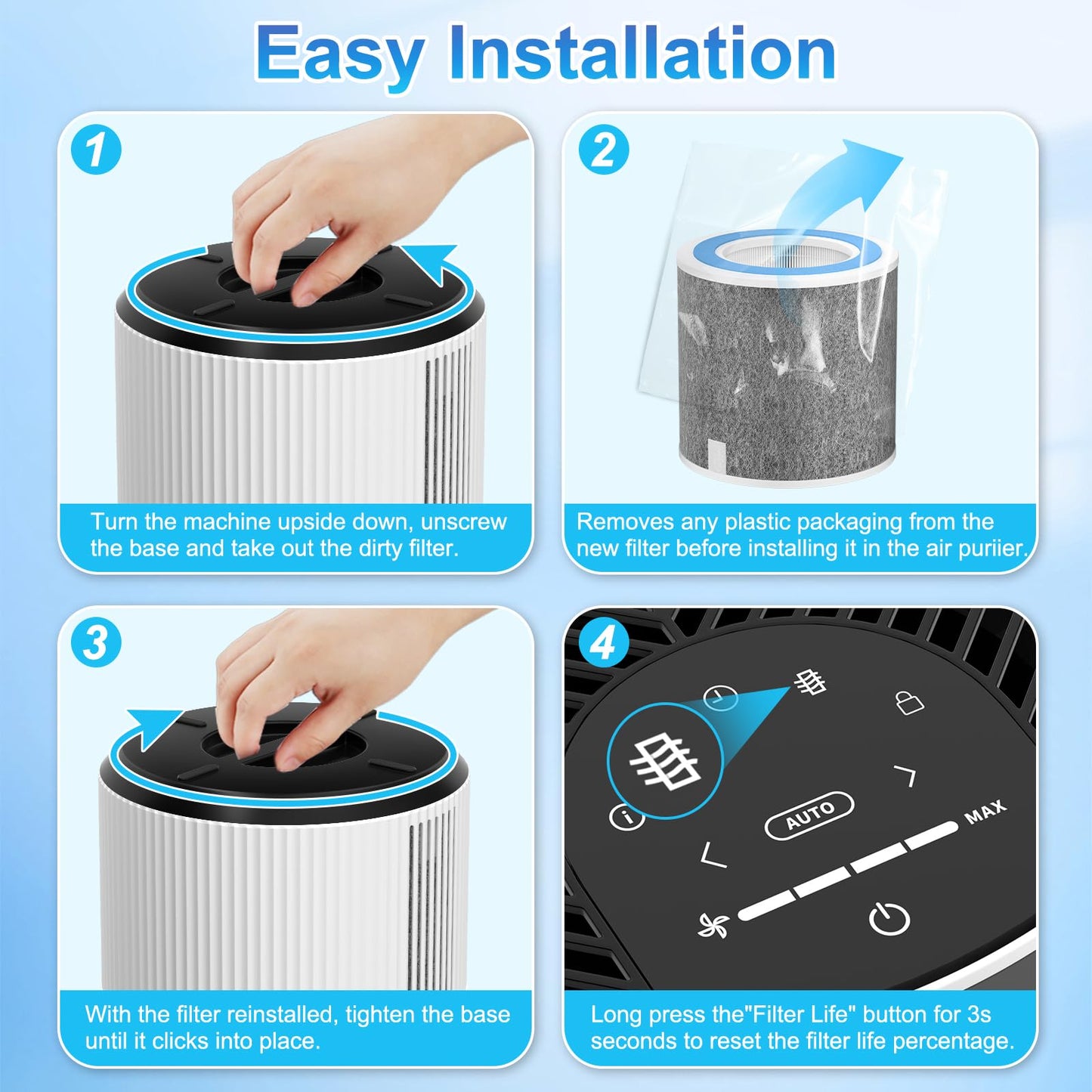 Borgodf 2 Pack HP102 Replacement Filter Compatible with Shark Air Purifier HP100 HP105 HP152 and 3-in-1 Models HC450 HC451 HC452 HC455, Part No. HE1FKPET, HE1FKBAS