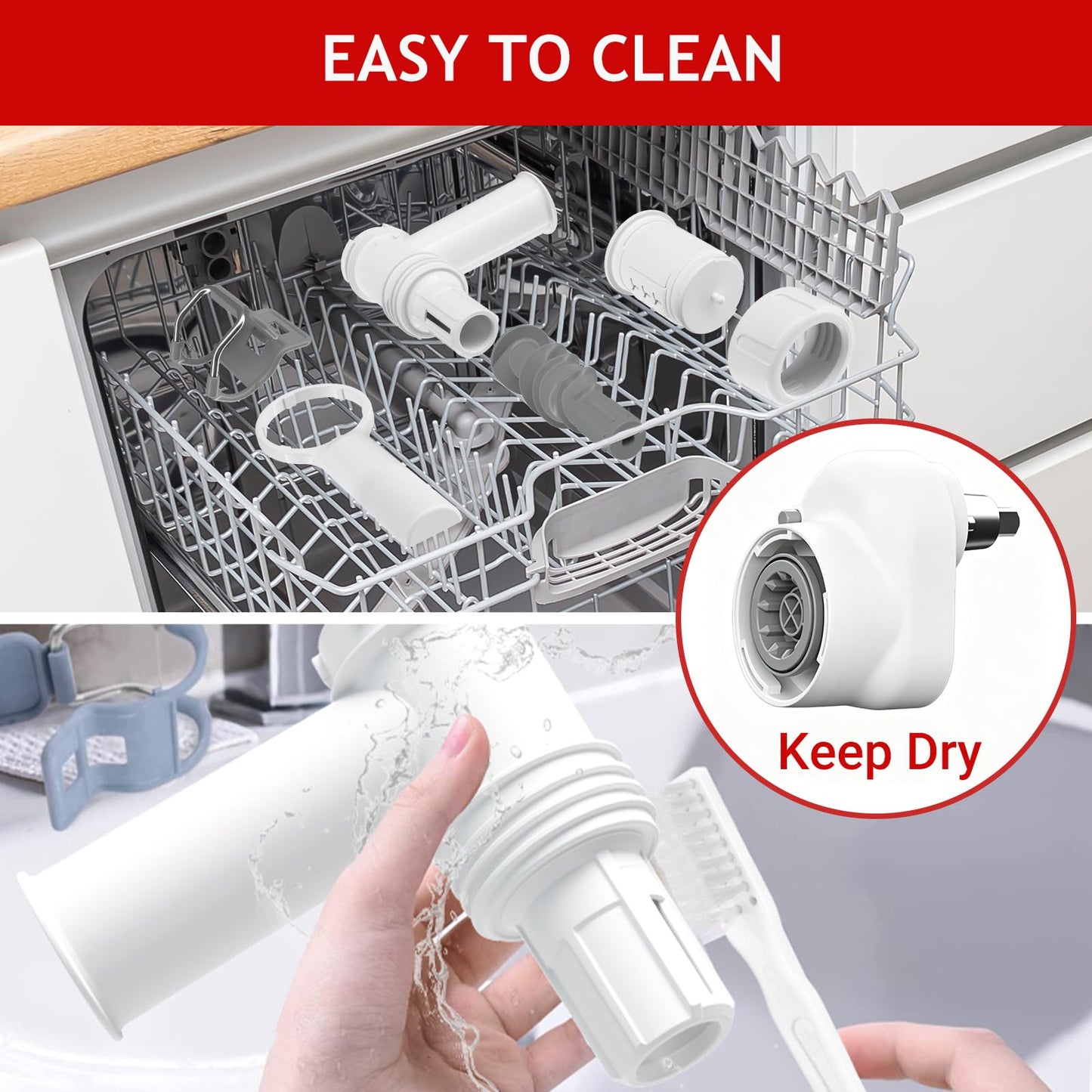 Pasta Maker Attachment for Kitchenaid Stand Mixer with 6 Different Shapes of Pasta Outlet, Durable for Kitchenaid Accessories and Attachments, Dishwasher Safe