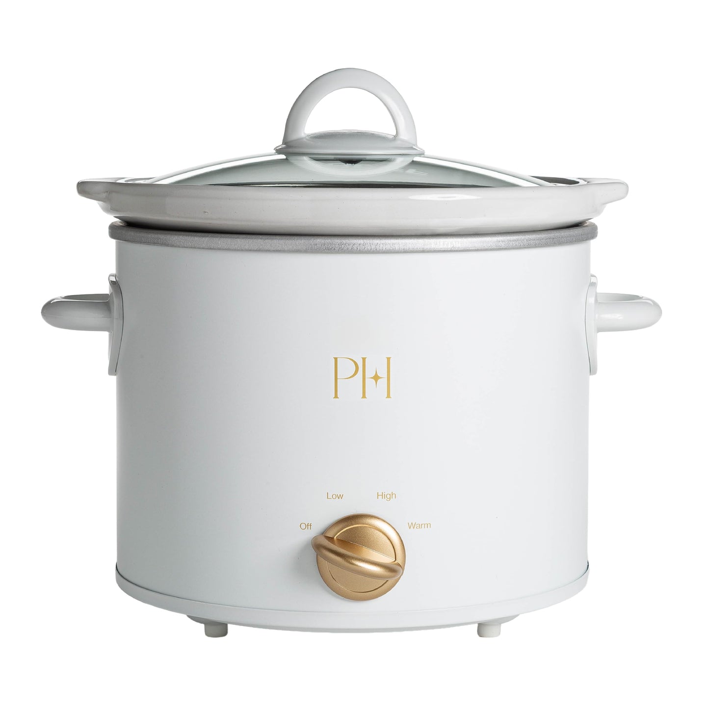 Paris Hilton 3.5-Quart Manual Slow Cooker, Naturally Nonstick Stoneware Ceramic Insert, Three Settings (Low, High, Warm), Dishwasher Safe Family Size Slow Cooker, White