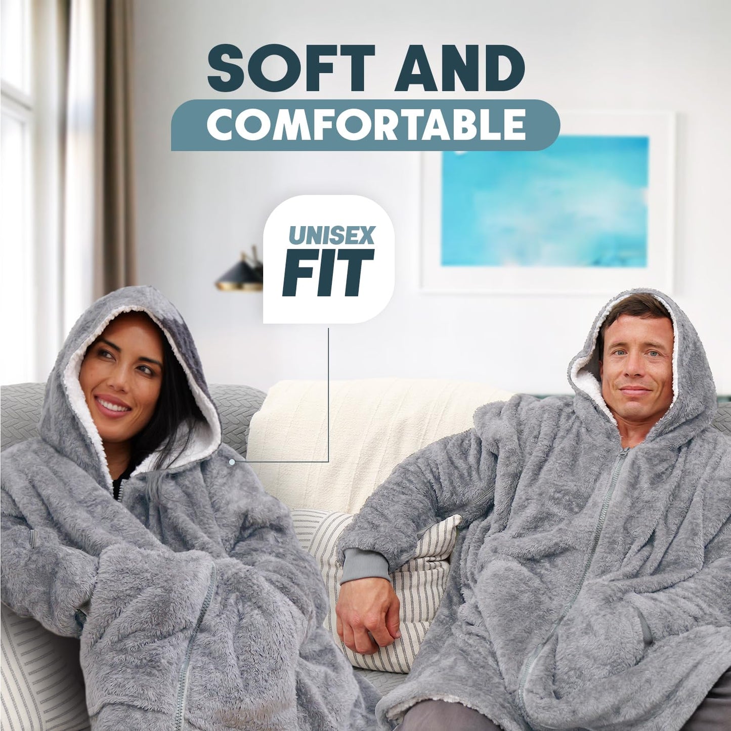 Dialysis Wearable Blanket with Arms Zipper Design for Hassle-Free Port Access | Oversized Blanket Hoodie - Unisex | Soft & Cozy Fabric to Keep You Warm During Dialysis | One Size Fits All Adults