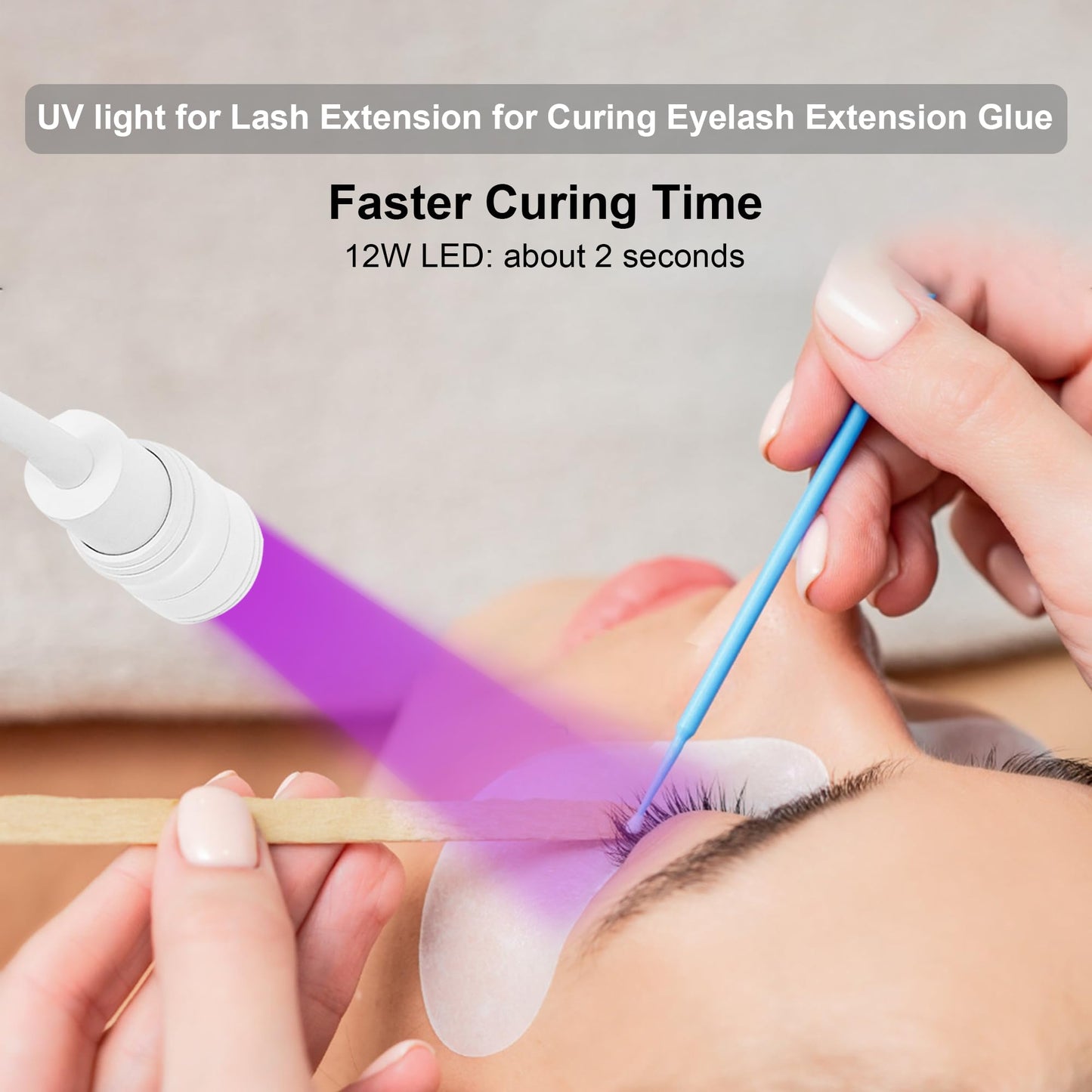 12W UV Lash Light with Foot Pedal, Rapid Dry in 2 Seconds Lash Lamp for Eyelash Extension Grafting Eyebrow Beauty Salon, Adjustable Angle and Light Spot Size, Lash Lamp for Eyelash Tech (White)