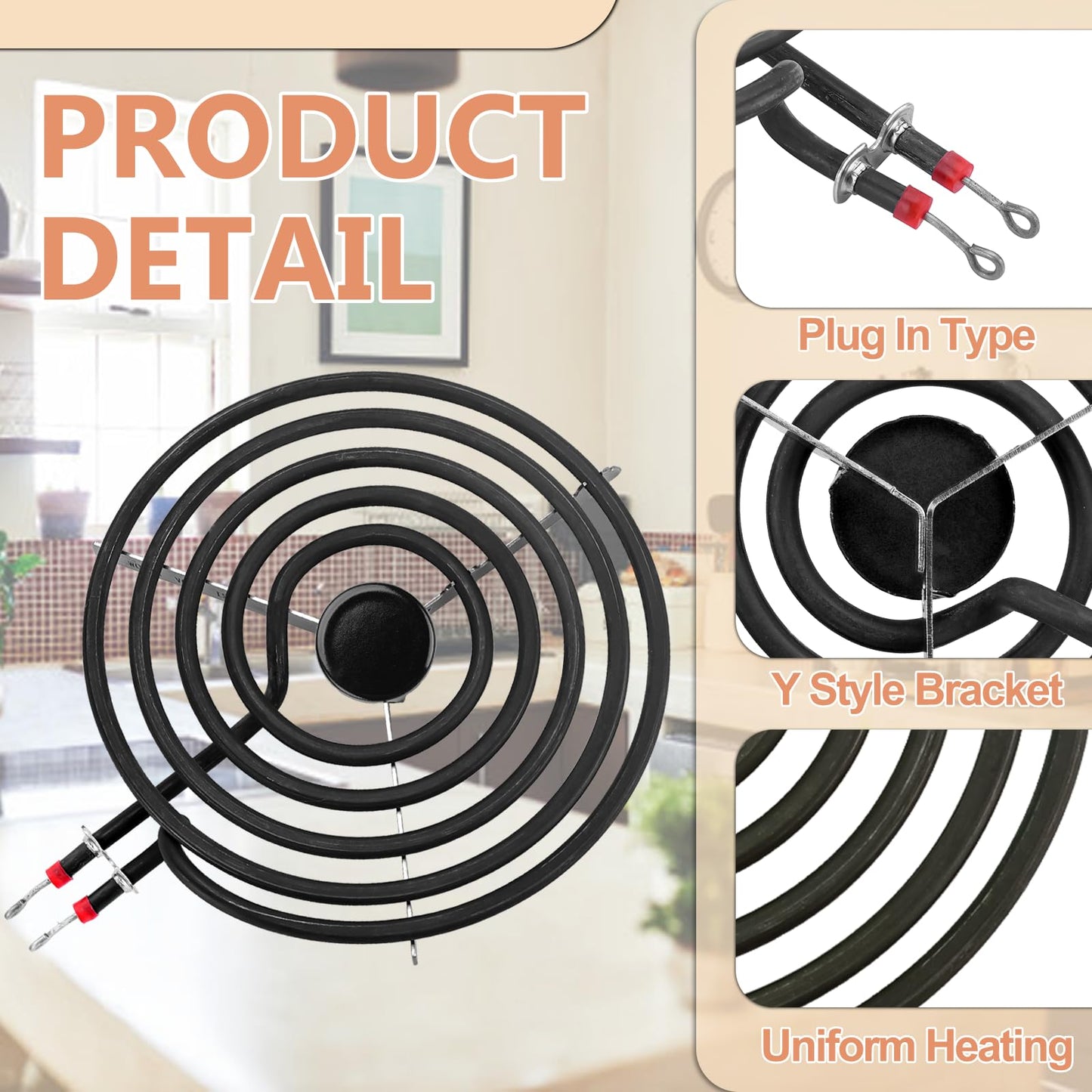 W10290350 W10290353 Black Porcelain Burner Drip Pan Bowls & MP22YA Electric Range Burner Element Unit Set by Cenipar-Compatible with Whirl-pool Frigi-daire Ama-na Range Oven/Stove