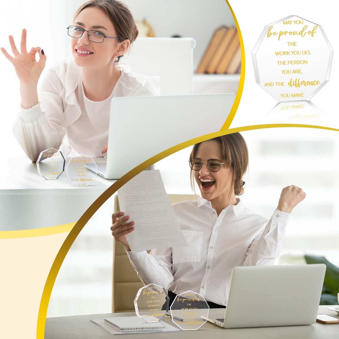 Huquary 50 Pcs Employee Appreciation Awards for Coworker Acrylic Thank You Gifts Trophy Be Proud of The Work You Do Prizes for Colleague Retirement Farewell Motivational Gift (Irregular Style)
